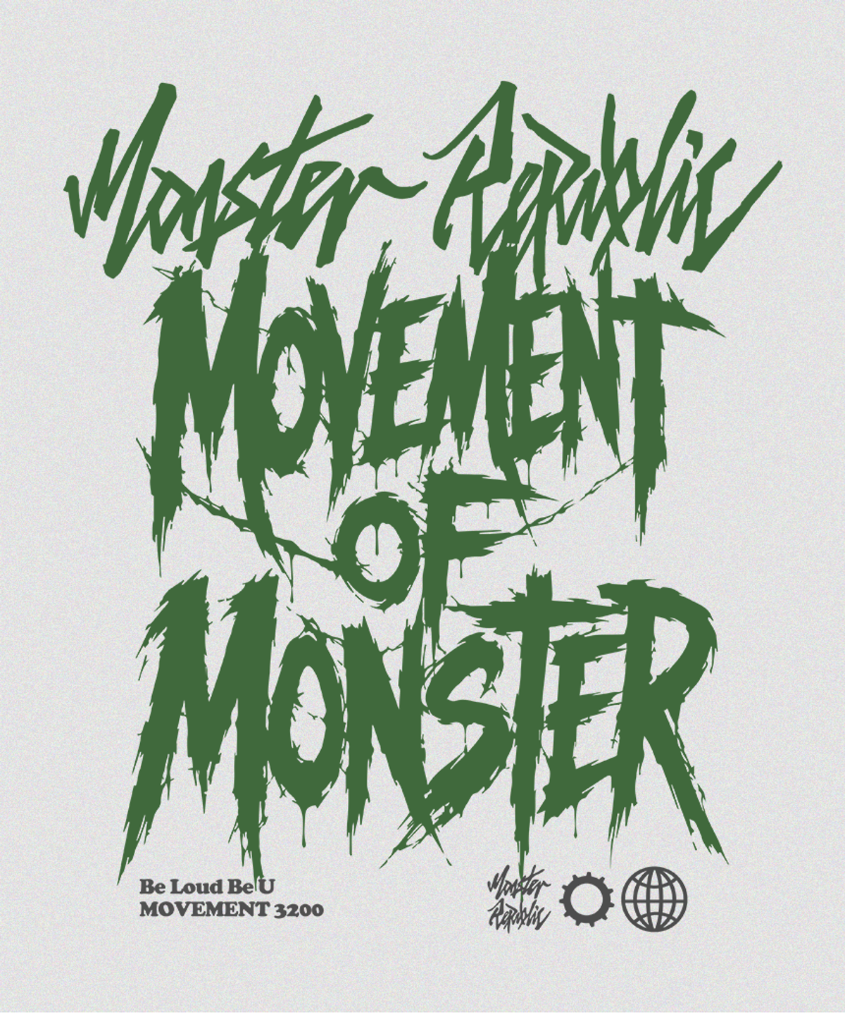 몬스터리퍼블릭(MONSTER REPUBLIC) 로그 무브먼트 카키 맨투맨 멜란지그레이_3200