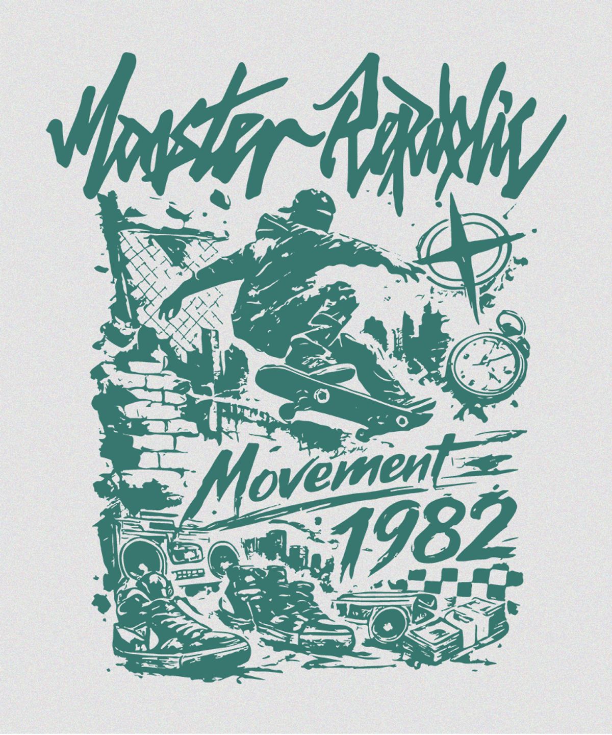 몬스터리퍼블릭(MONSTER REPUBLIC) 1982 무브먼트 딥그린 맨투맨 멜란지그레이_9134