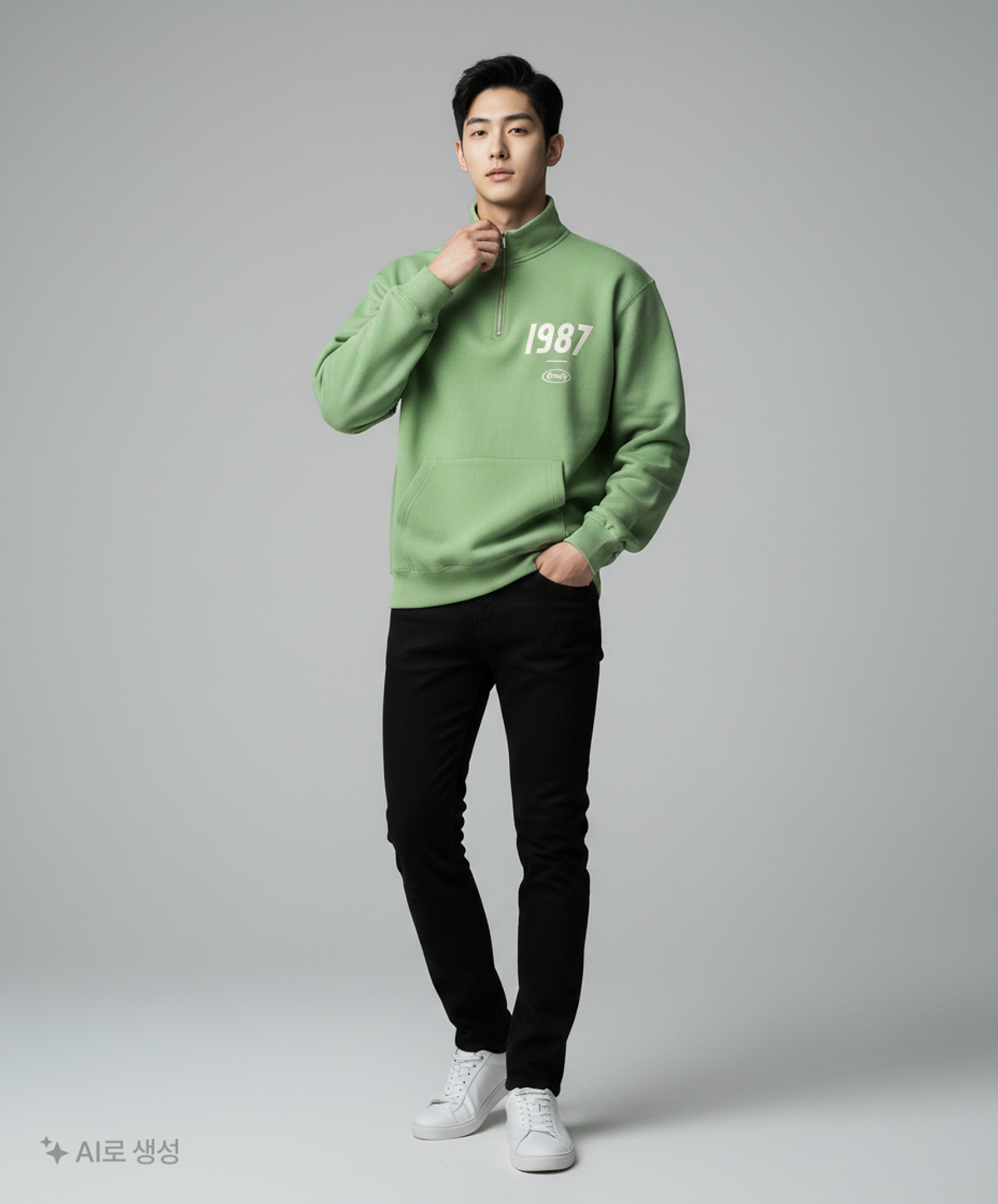 엠엠엘지(MMLG) [Mmlg] 1987MMLG HALF ZIP SWEAT (FOREST GREEN) L