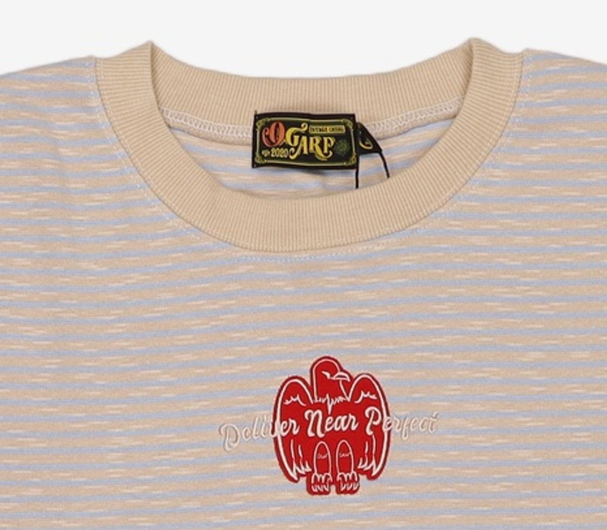 오가프(OGARP) Stripe Eagle Patch Tee Beige 2