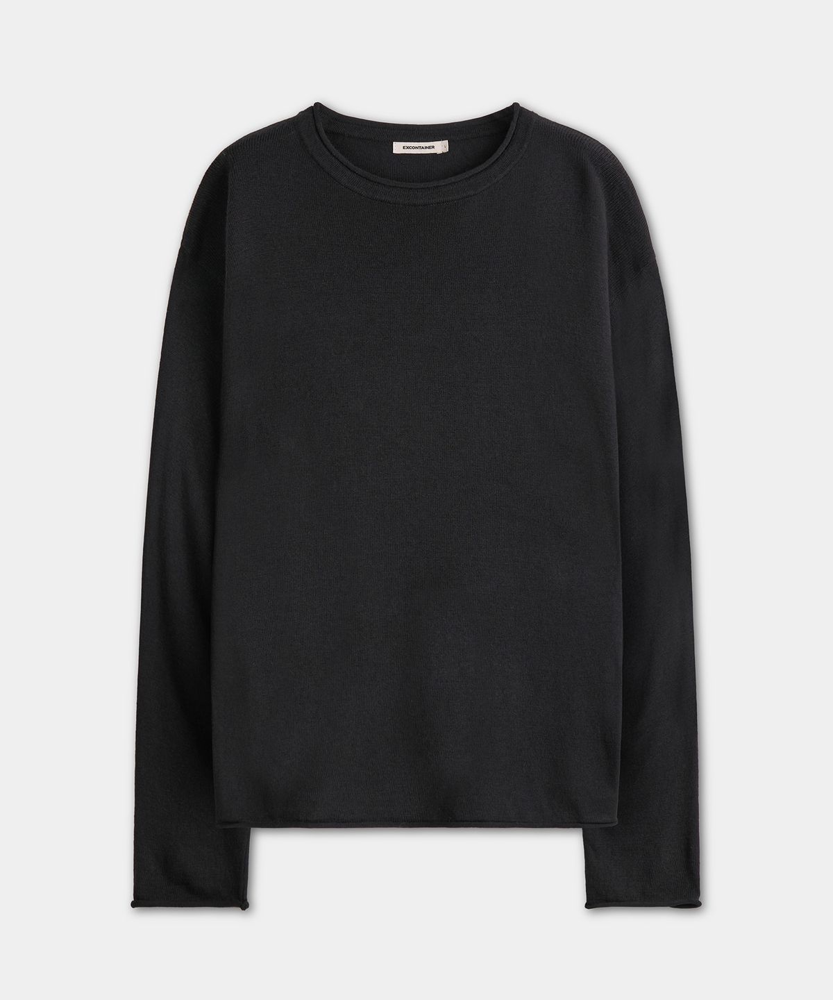 엑스컨테이너(EXCONTAINER) 롤링 크롭 니트 (BLACK)