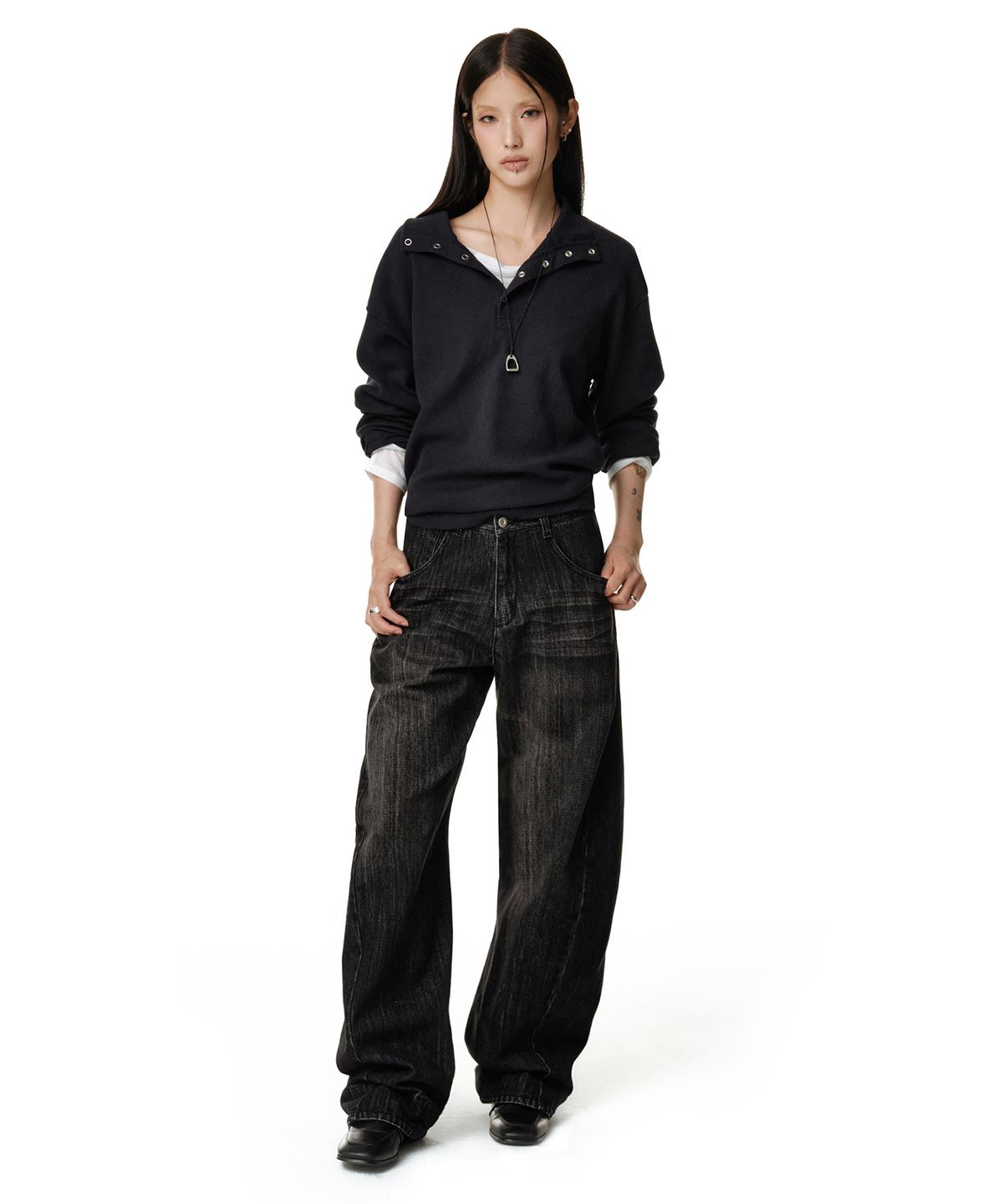 데케트 우먼(DECET WOMEN) Engineered Pants DCWPT033BLACK