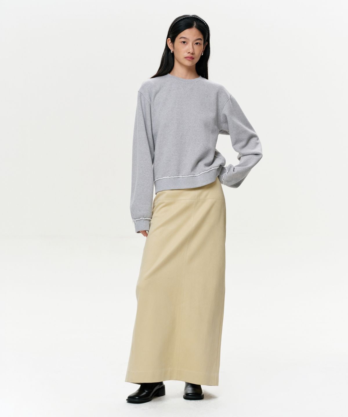 이알에이(ERA) UNISEX ERA RAW EDGE SWEATSHIRT - GRAY