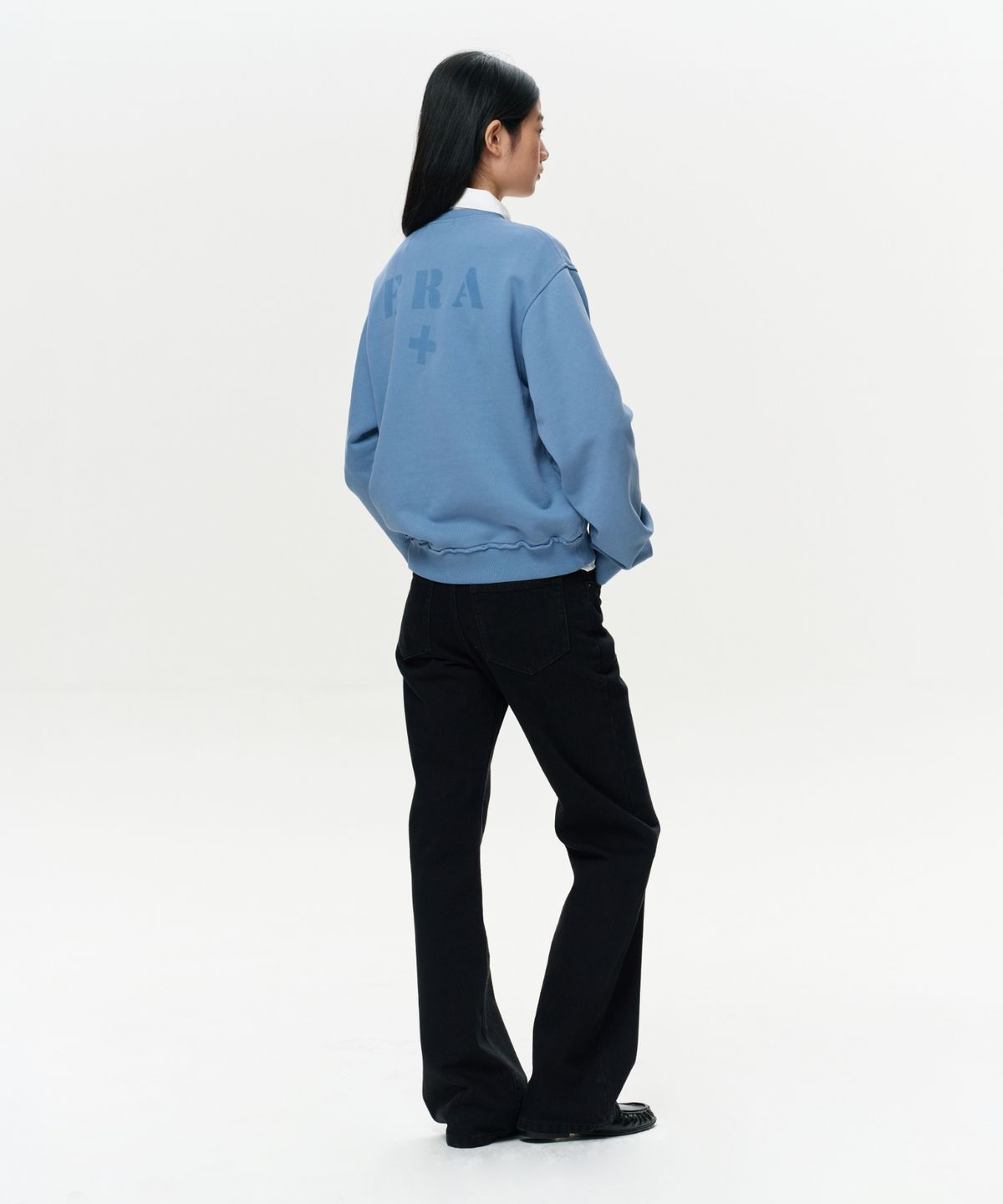 이알에이(ERA) UNISEX ERA RAW EDGE SWEATSHIRT - FADED BLUE