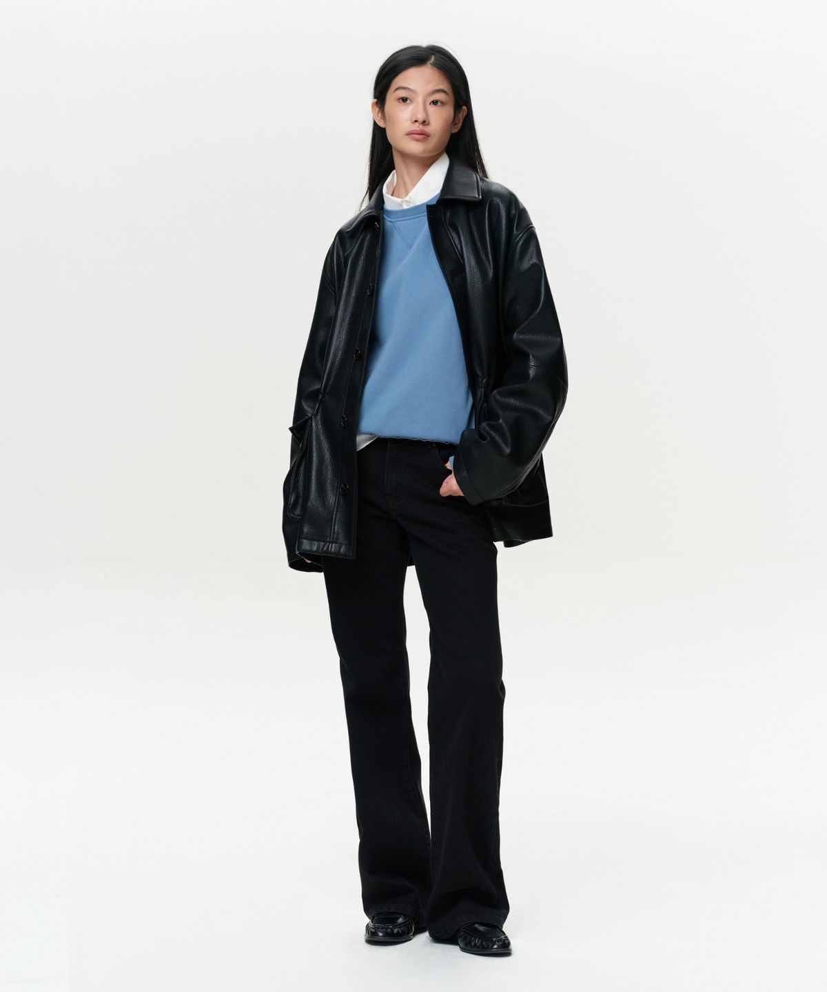 이알에이(ERA) UNISEX ERA RAW EDGE SWEATSHIRT - FADED BLUE