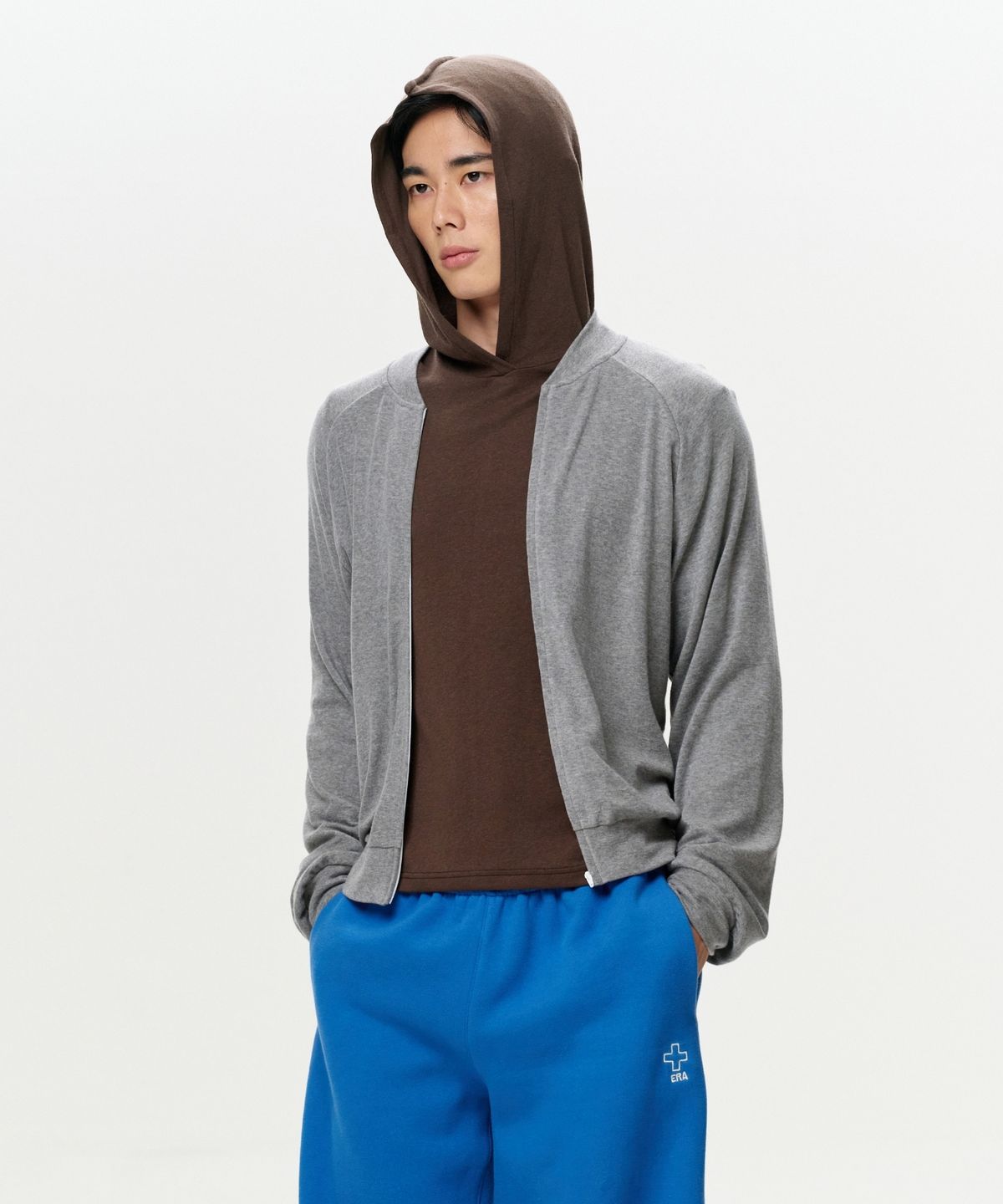 이알에이(ERA) MEN ERA JERSEY HOODED TOP - BROWN