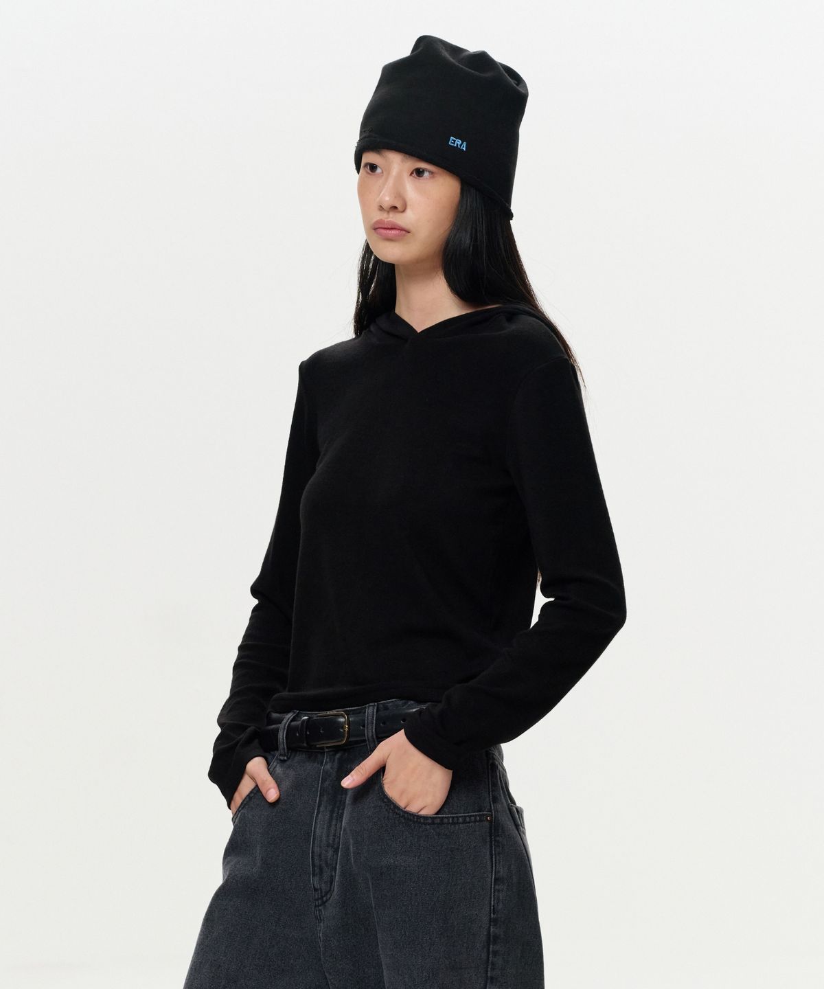 이알에이(ERA) WOMEN ERA JERSEY HOODED TOP - BLACK