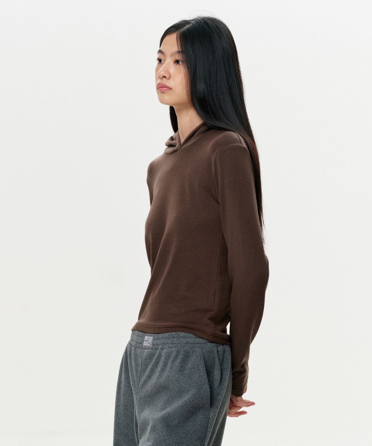 이알에이(ERA) WOMEN ERA JERSEY HOODED TOP - BROWN