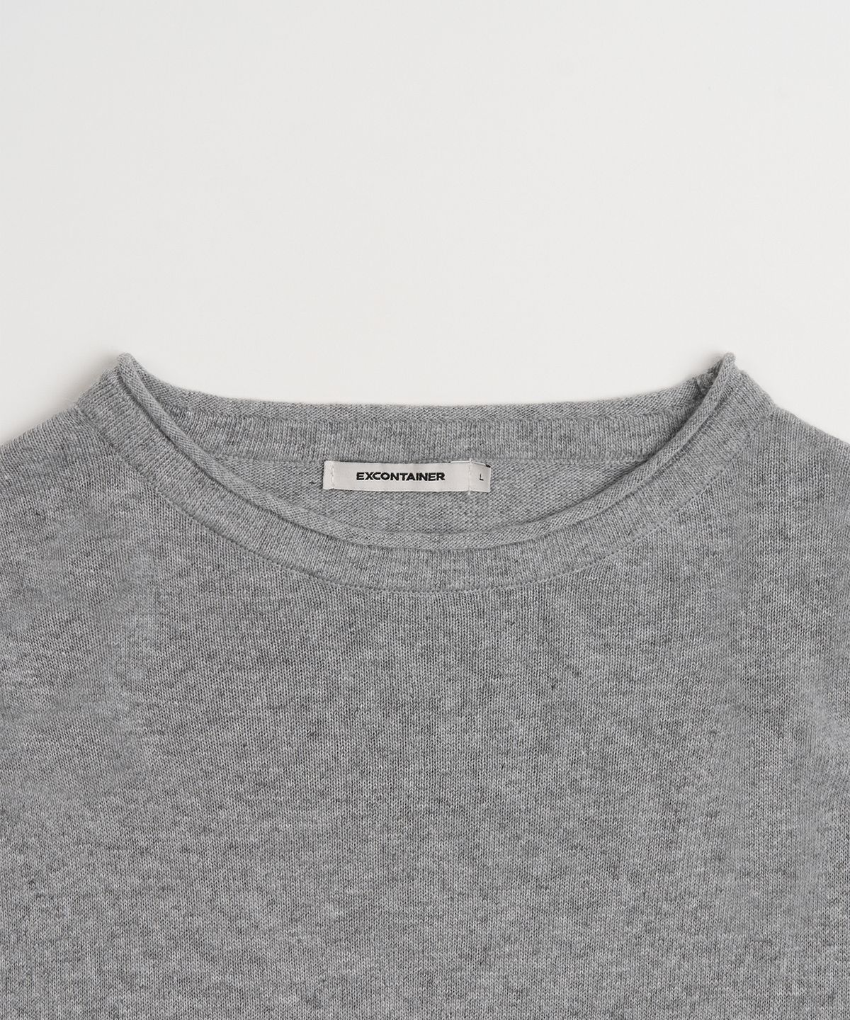 엑스컨테이너(EXCONTAINER) 롤링 크롭 니트 (GREY)