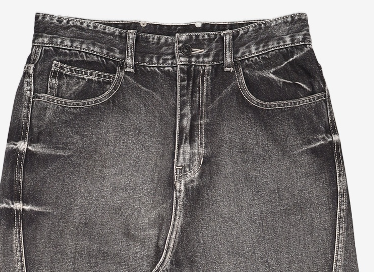 메종미네드(MAISON MINED) PINCH WIND DENIM PANTS BLACK 46