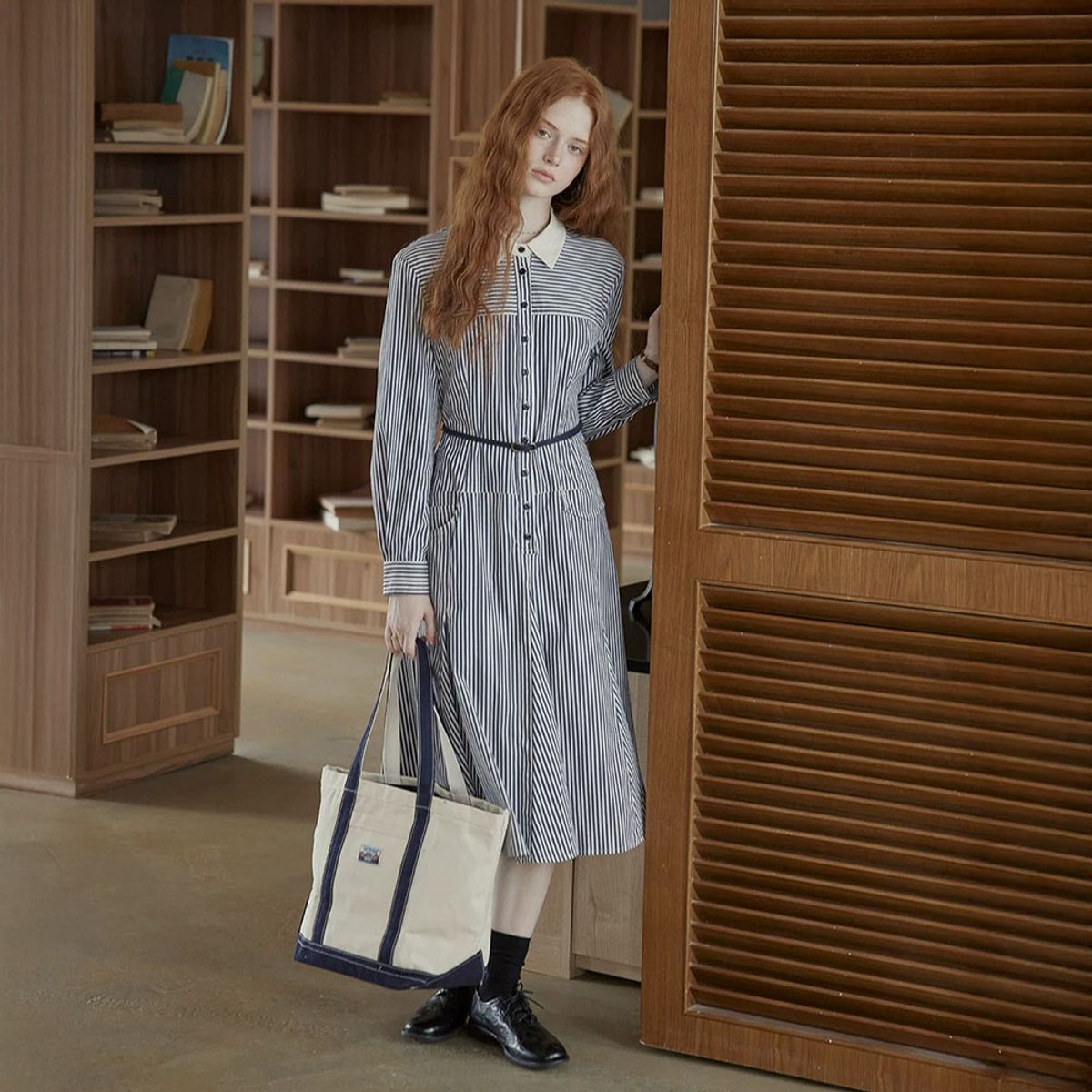 프라우드 마리(PROUD MARY) PM_Stripe flared shirt dress