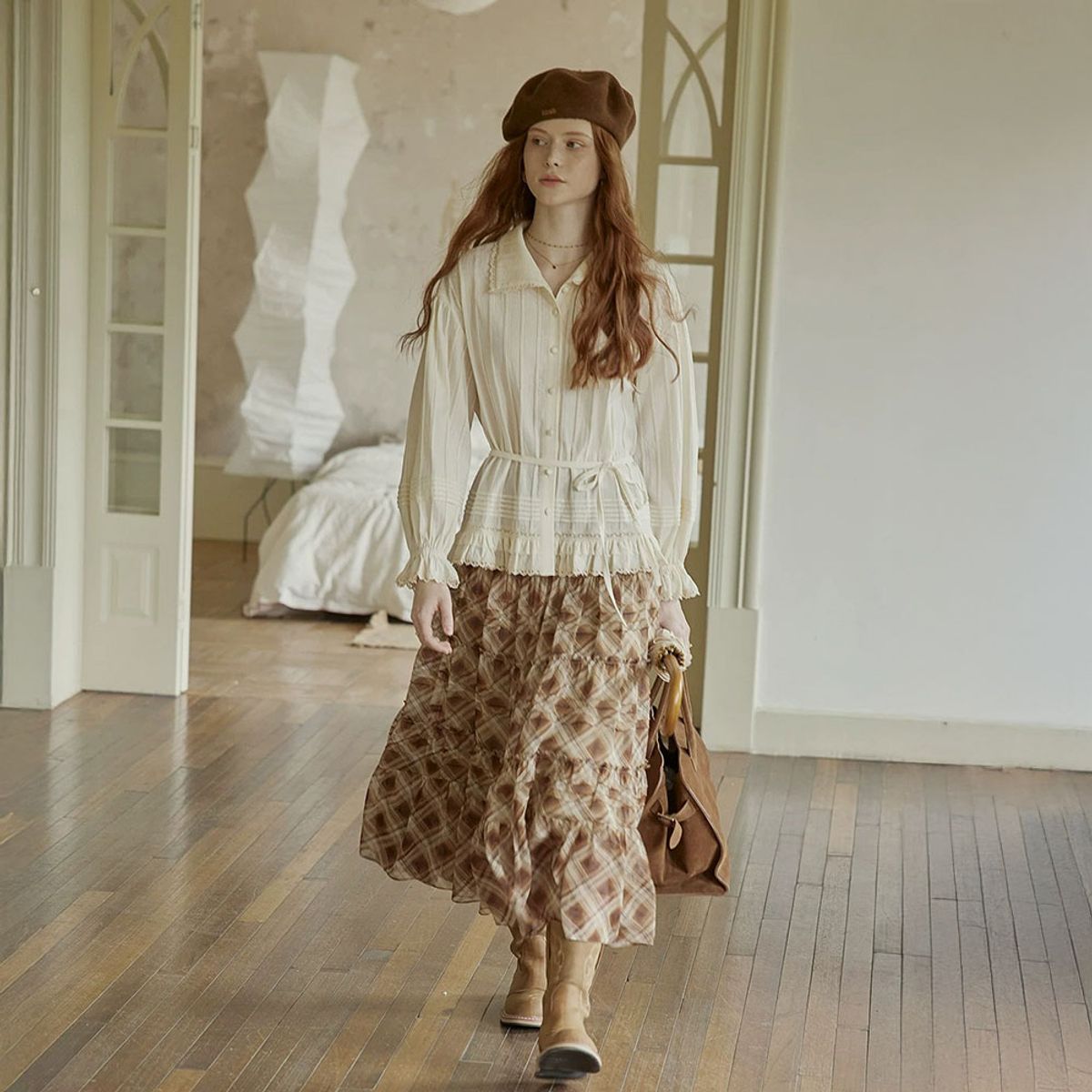 프라우드 마리(PROUD MARY) PM_Waist tie ruffle cotton blouse