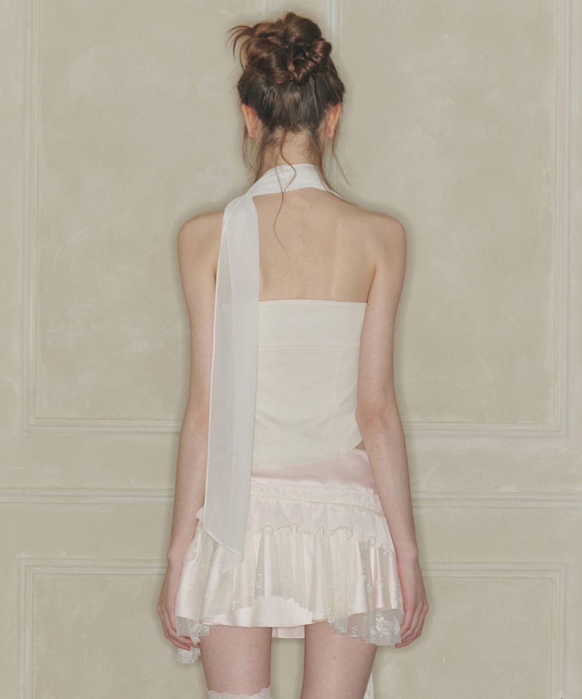 페인오어플레져(PAINORPLEASURE) MIDNIGHT HALTER TOP cream