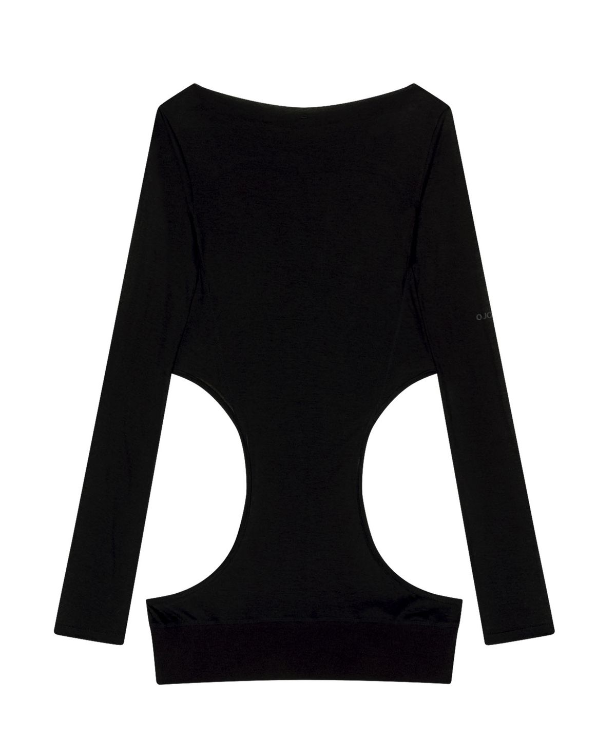 오호스(OJOS) Curved Cut Layered Tee / Black