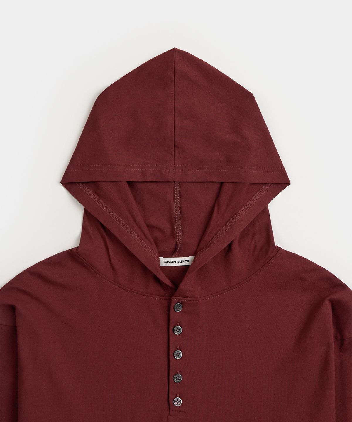 엑스컨테이너(EXCONTAINER) 헨리넥 후드 롱슬리브 (BURGUNDY)