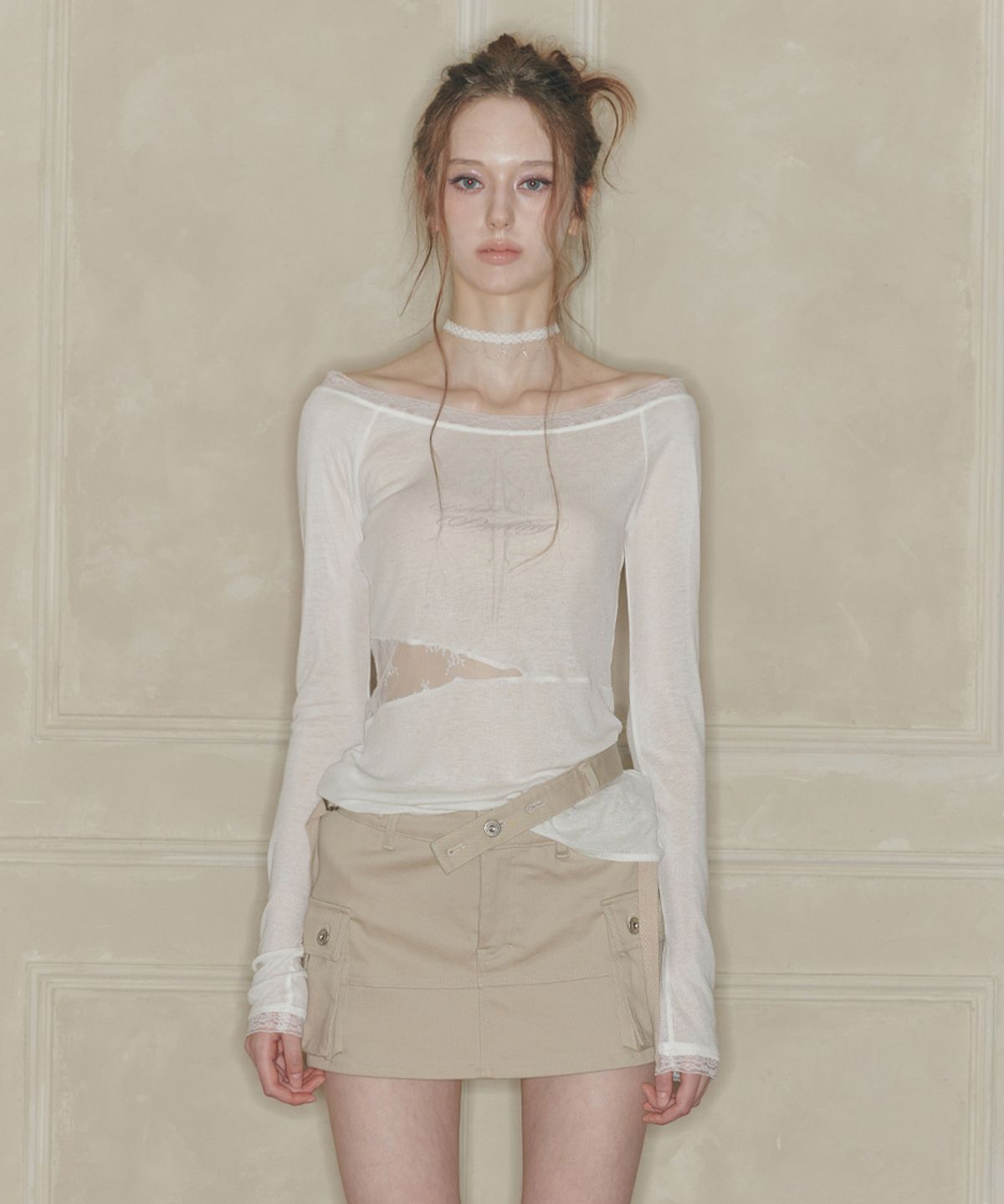 페인오어플레져(PAINORPLEASURE) LACE BOATNECK TOP white