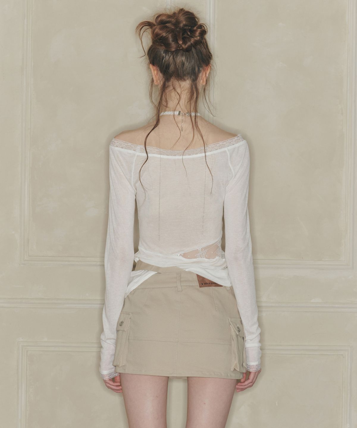 페인오어플레져(PAINORPLEASURE) LACE BOATNECK TOP white