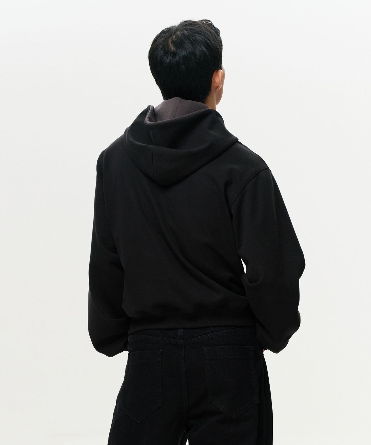 이알에이(ERA) UNISEX ERA COLOR LAYERED HOODIE - BLACK