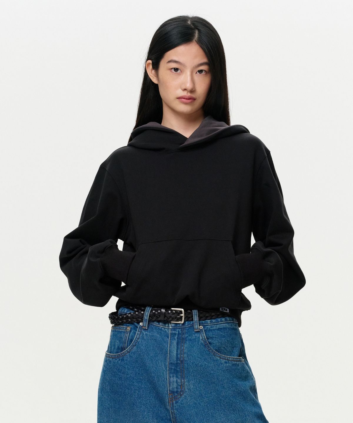 이알에이(ERA) UNISEX ERA COLOR LAYERED HOODIE - BLACK