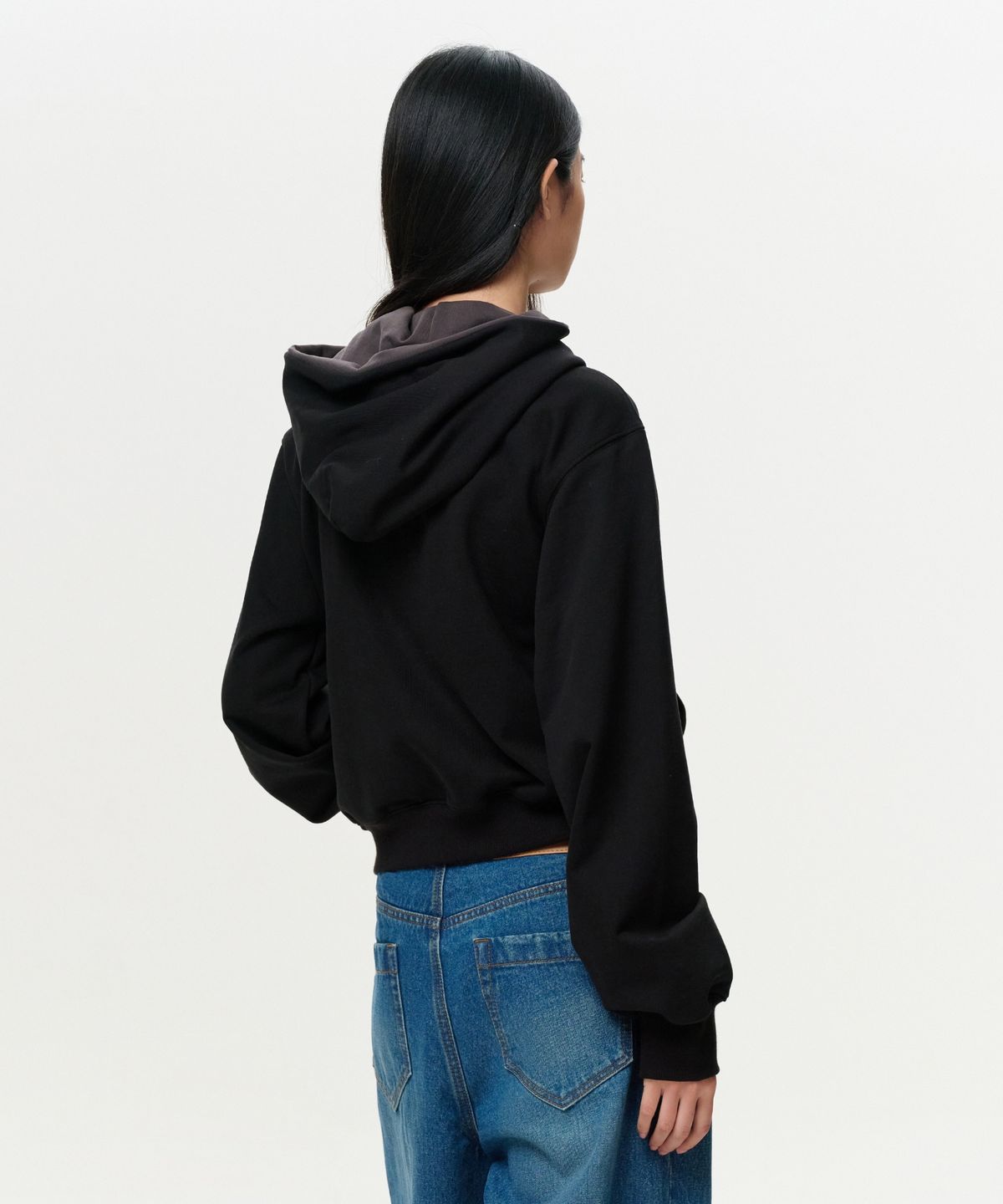 이알에이(ERA) UNISEX ERA COLOR LAYERED HOODIE - BLACK