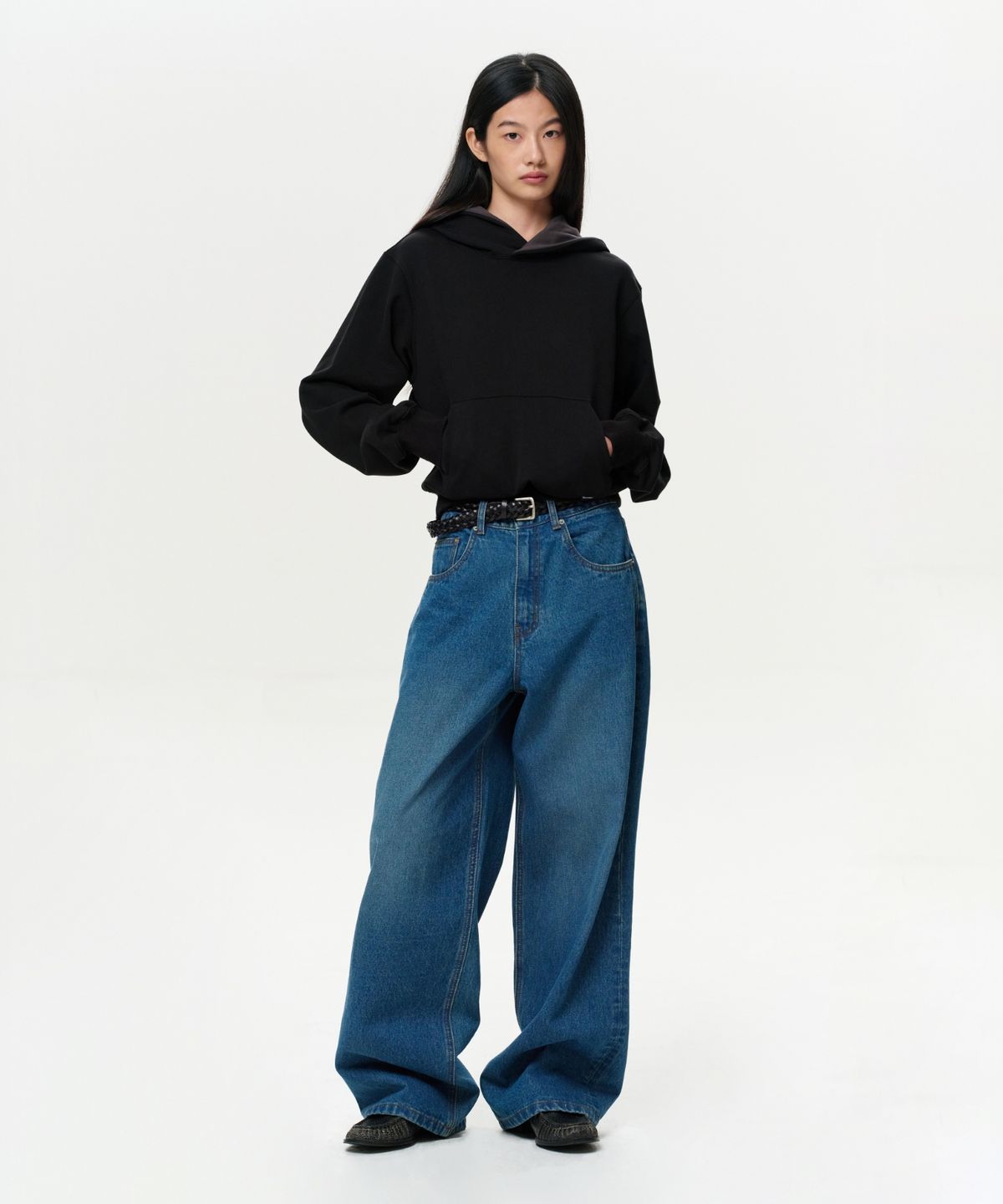 이알에이(ERA) UNISEX ERA COLOR LAYERED HOODIE - BLACK