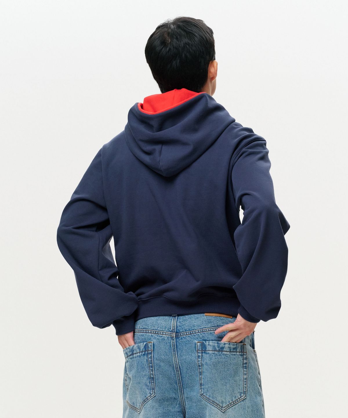 이알에이(ERA) UNISEX ERA COLOR LAYERED HOODIE - NAVY