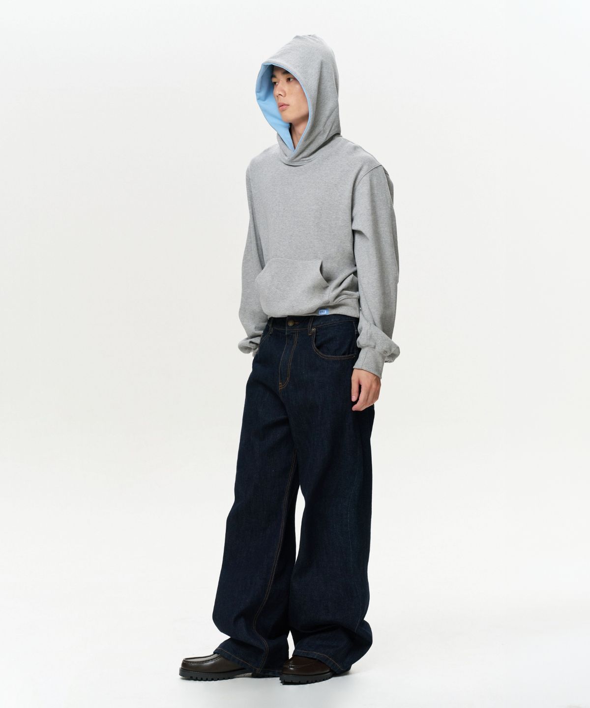 이알에이(ERA) UNISEX ERA COLOR LAYERED HOODIE - MELANGE GRAY