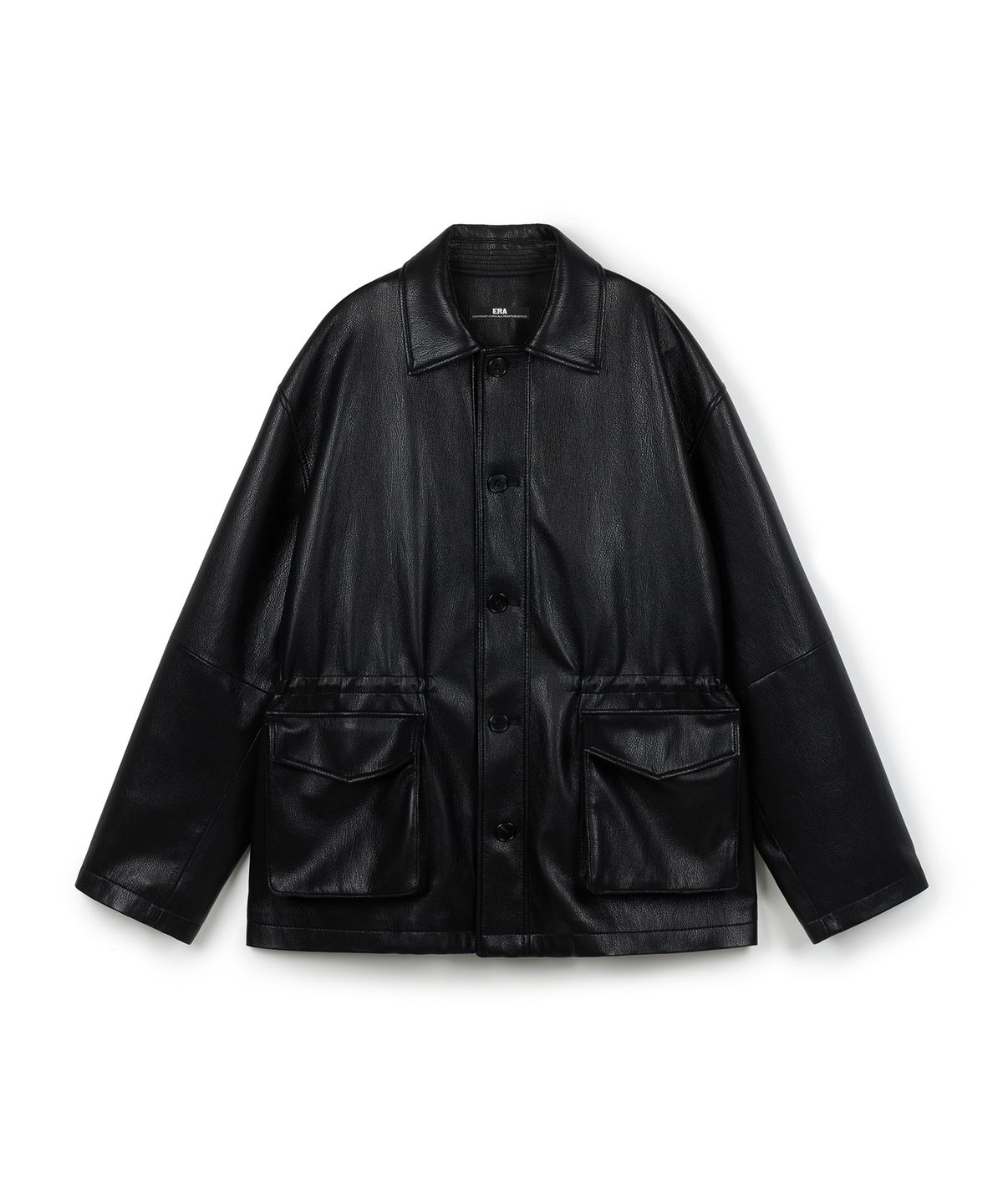 이알에이(ERA) UNISEX ERA FAUX LEATHER SAFARI JACKET - BLACK