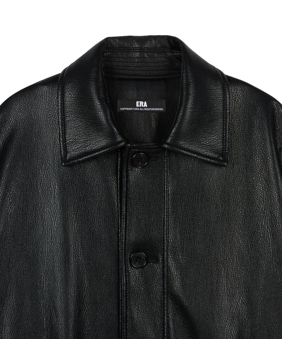 이알에이(ERA) UNISEX ERA FAUX LEATHER SAFARI JACKET - BLACK