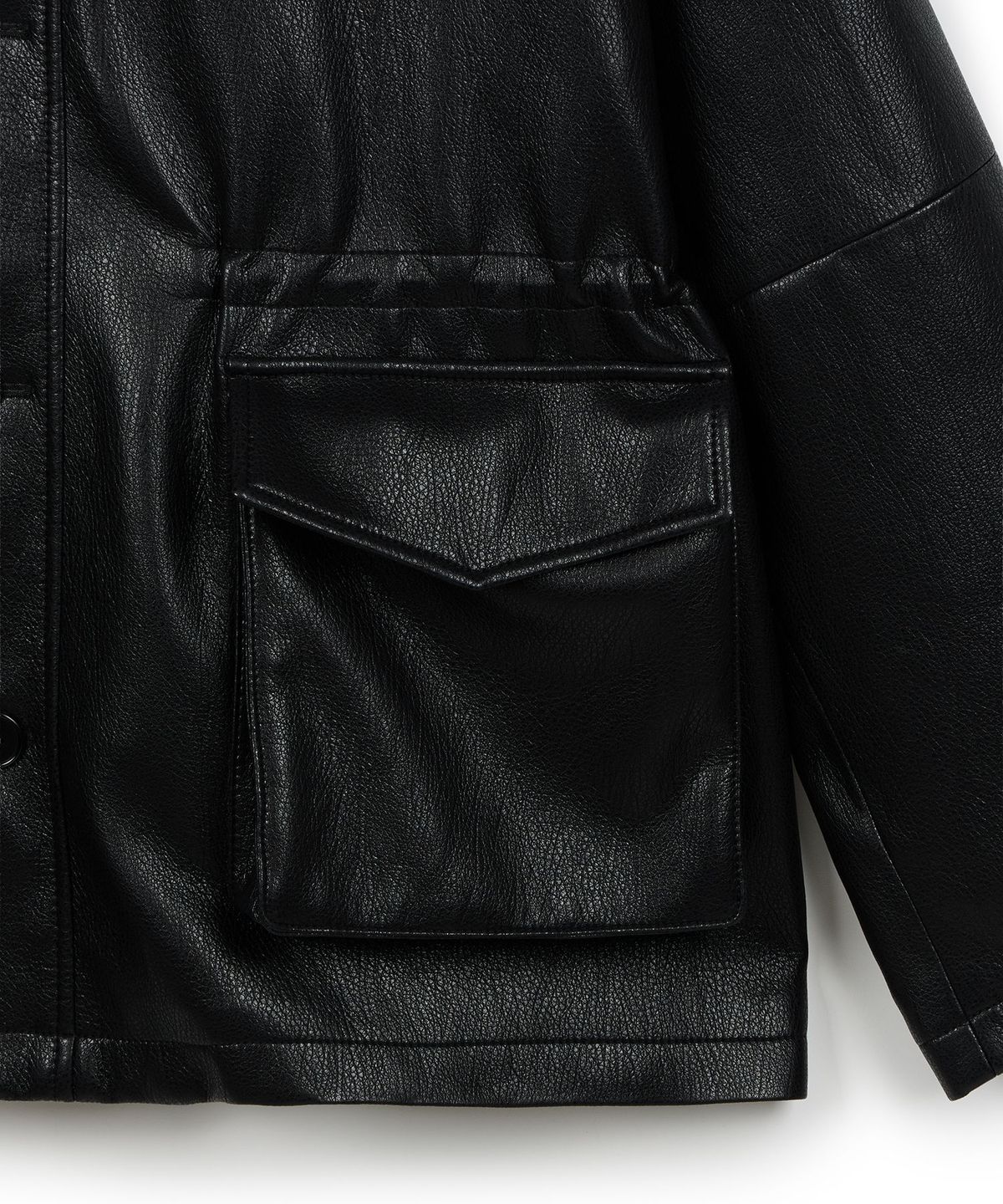 이알에이(ERA) UNISEX ERA FAUX LEATHER SAFARI JACKET - BLACK