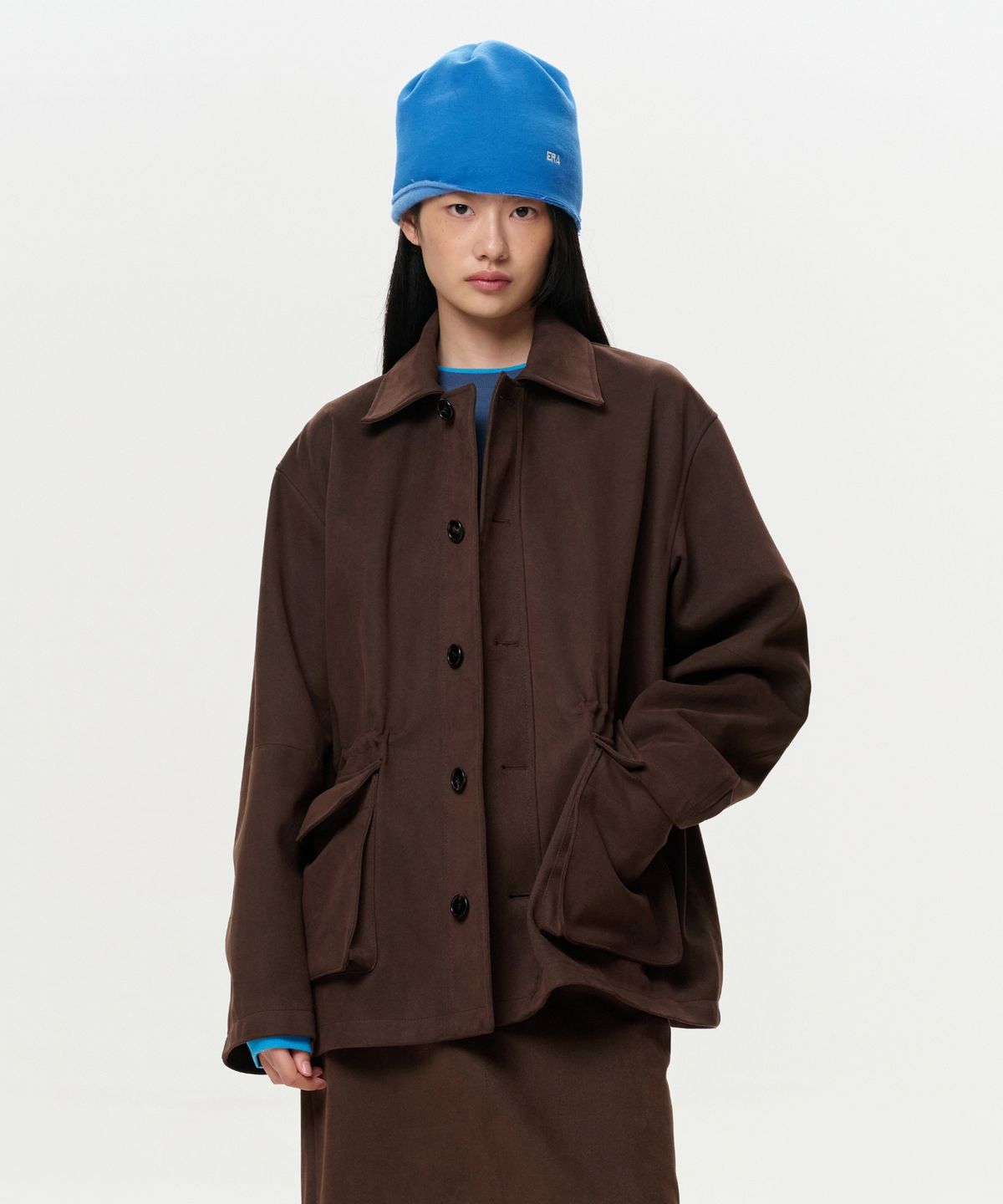 이알에이(ERA) UNISEX ERA FAUX SUEDE SAFARI JACKET - BROWN