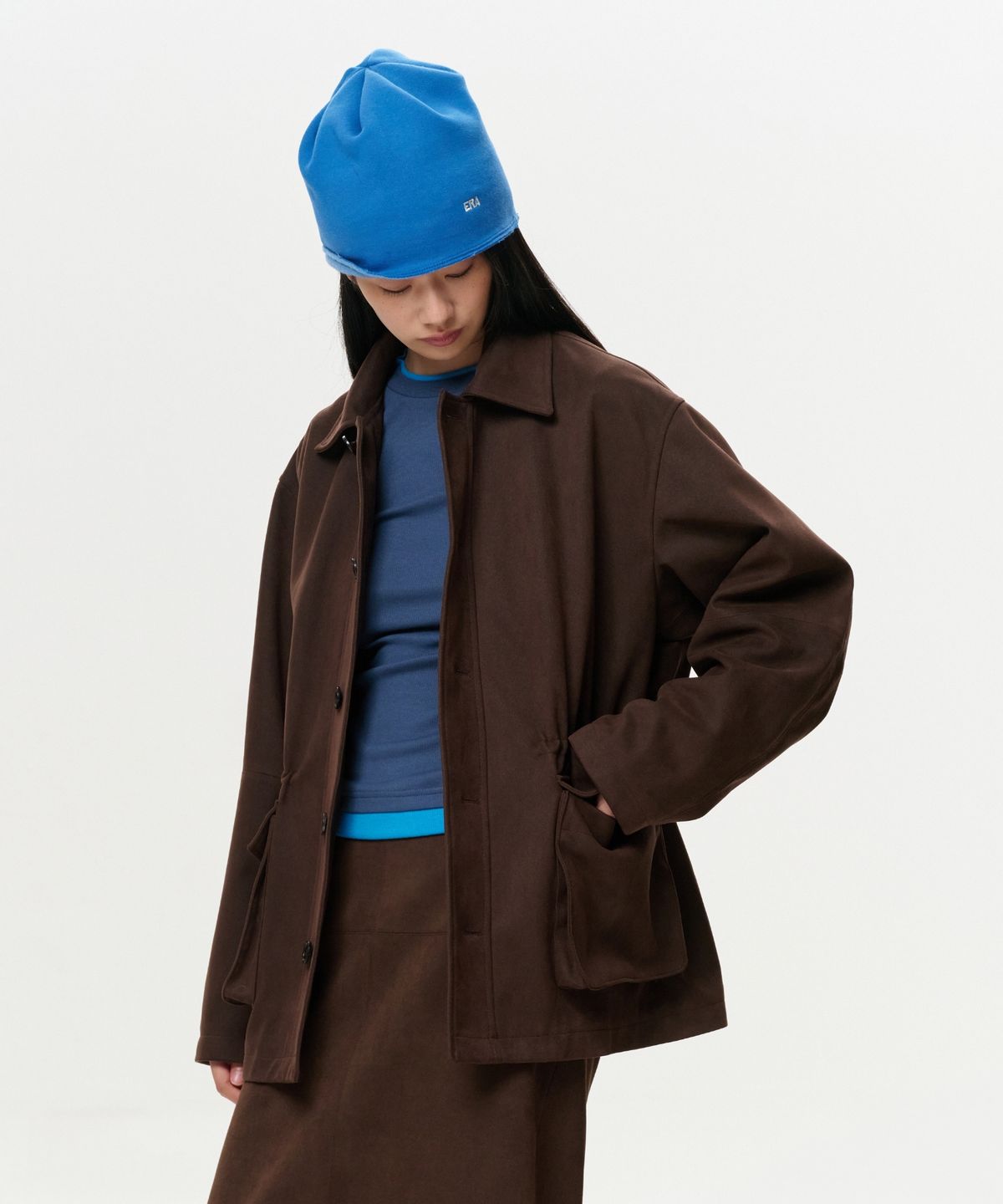 이알에이(ERA) UNISEX ERA FAUX SUEDE SAFARI JACKET - BROWN