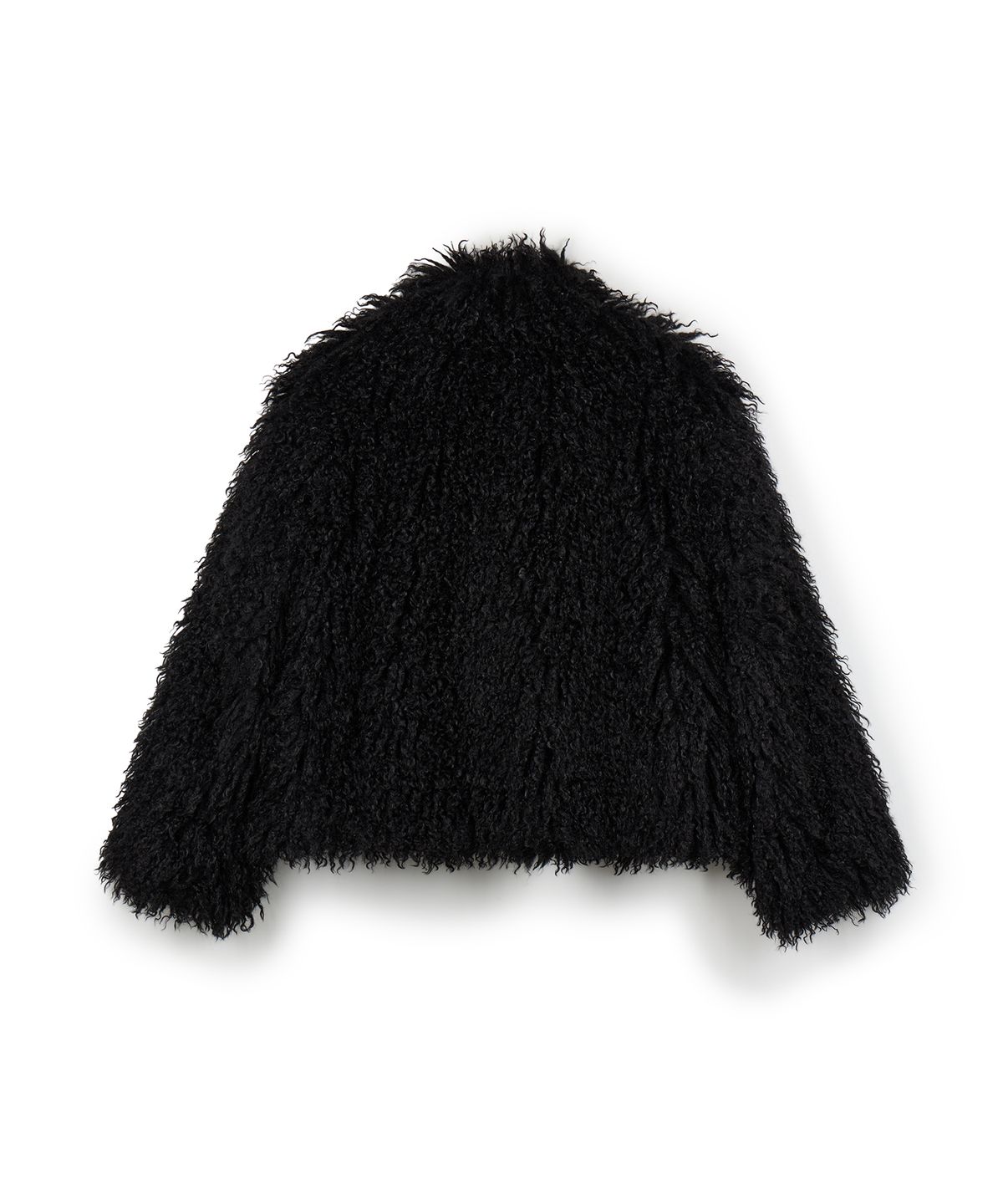이알에이(ERA) WOMEN ERA ASYMMETRIC SHAGGY FUR JACKET - BLACK