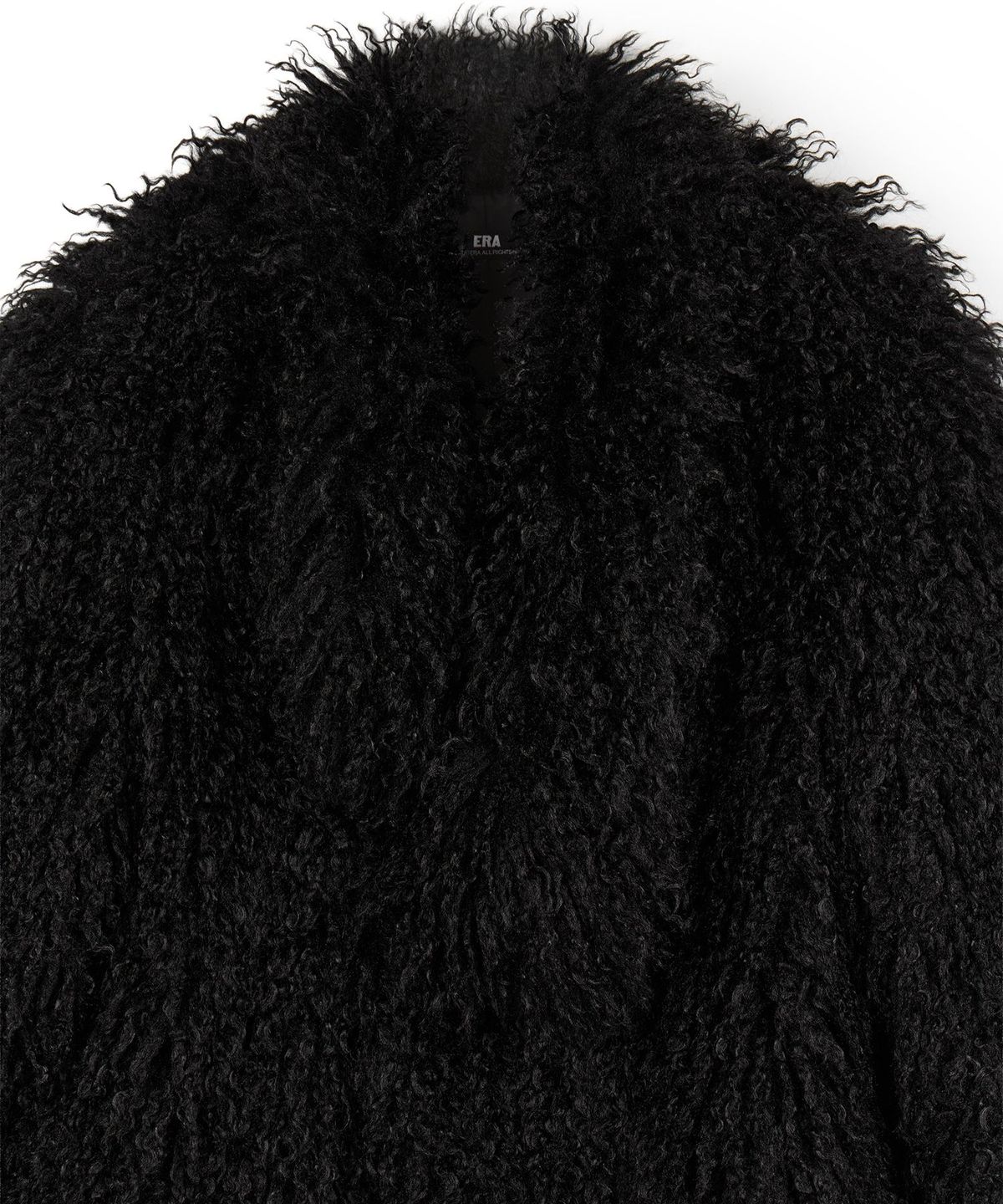 이알에이(ERA) WOMEN ERA ASYMMETRIC SHAGGY FUR JACKET - BLACK