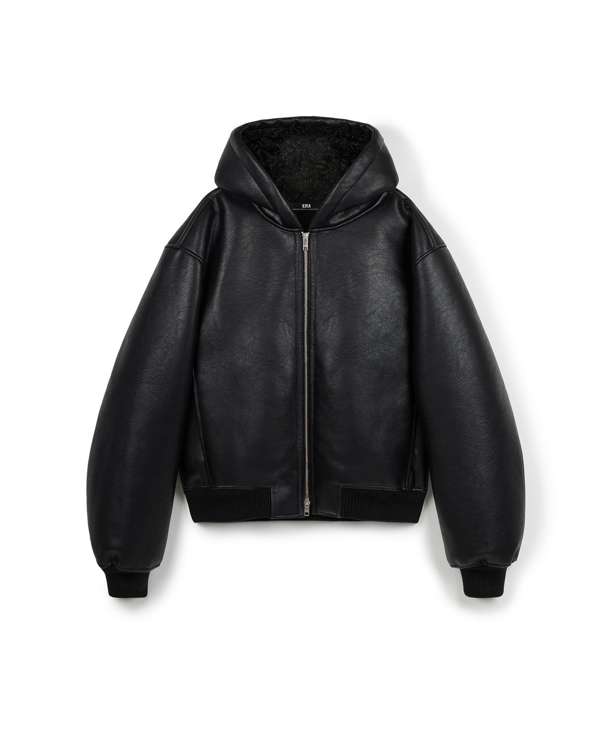 이알에이(ERA) UNISEX ERA FAUX SHEARLING HOODED JACKET - BLACK