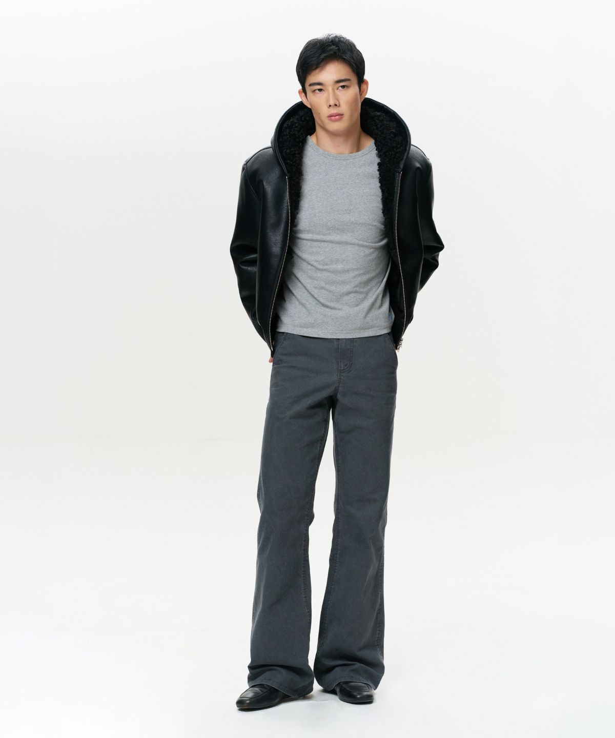 이알에이(ERA) UNISEX ERA FAUX SHEARLING HOODED JACKET - BLACK