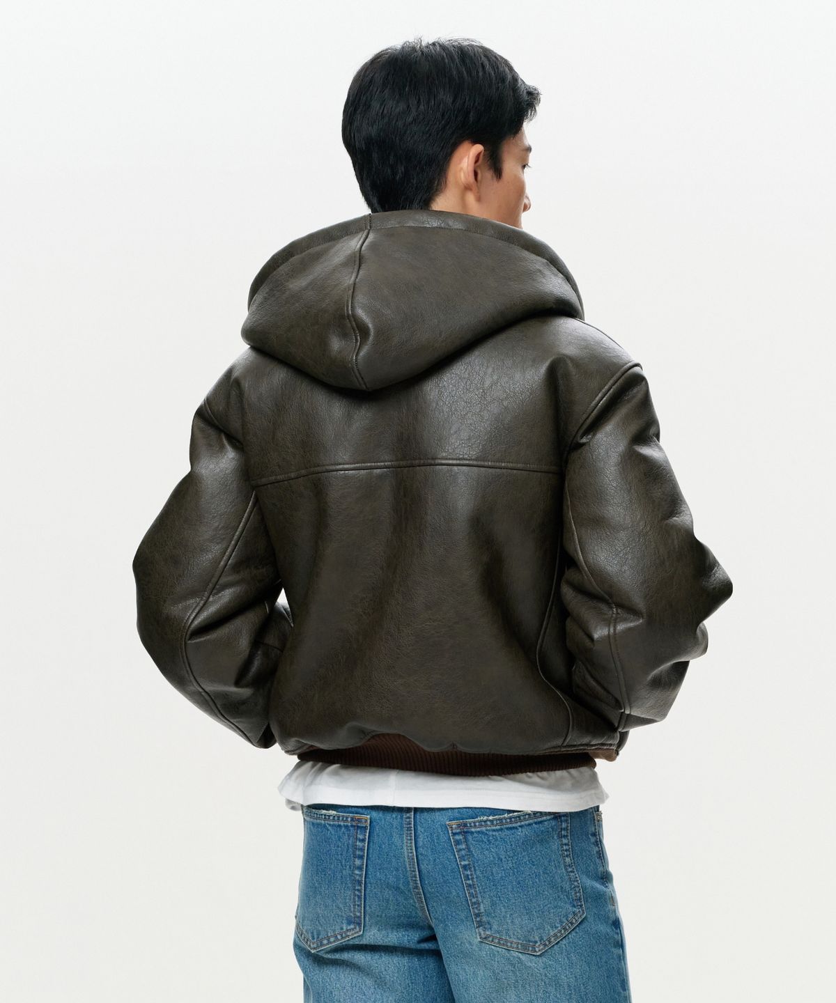 이알에이(ERA) UNISEX ERA FAUX SHEARLING HOODED JACKET - BROWN