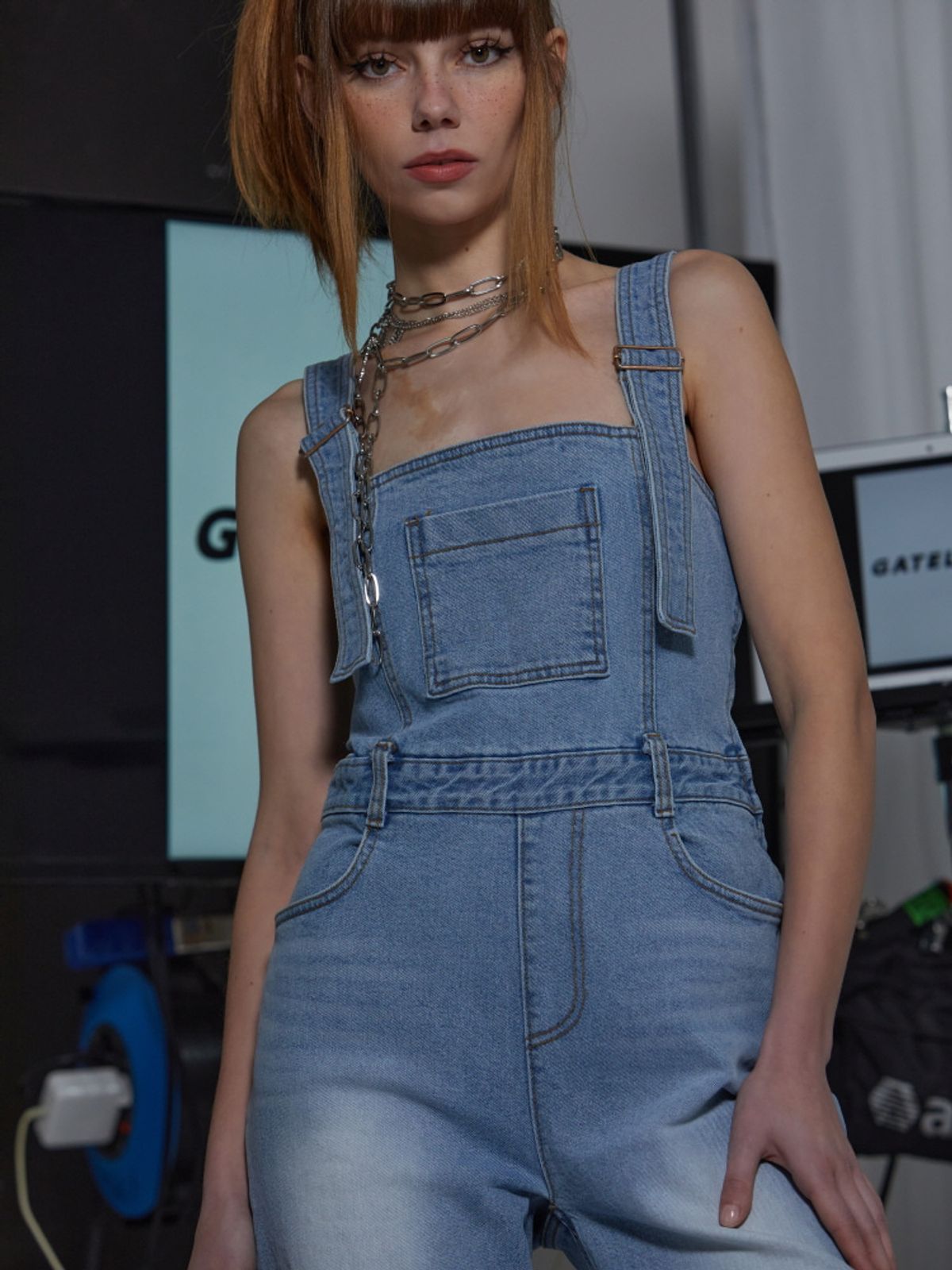 게이트리스(GATELESS) DENIM OVERALLS -LIGHT BLUE