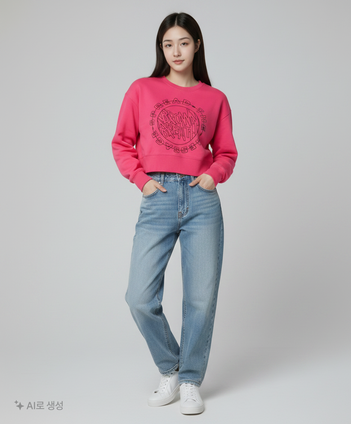 브라운브레스(BROWNBREATH) STITCH CROP CREWNECK - PINK FREE