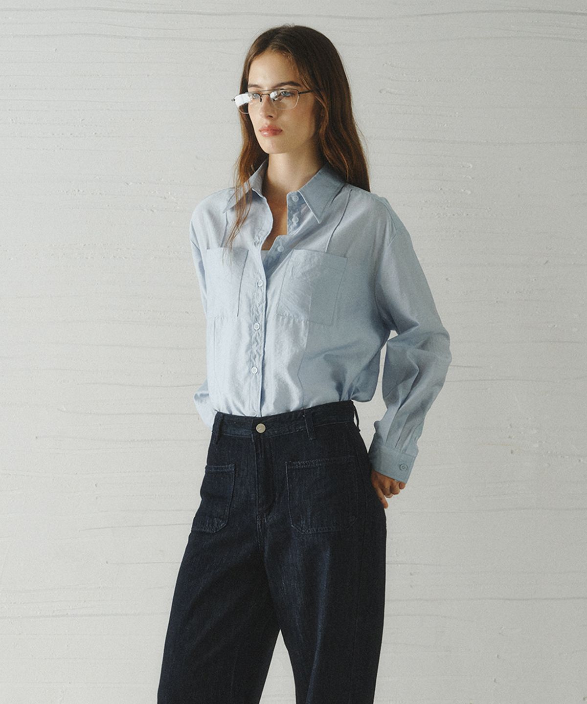르니나(LENINA) POLAVI out-pocket lyocell shirt_SKY BLUE