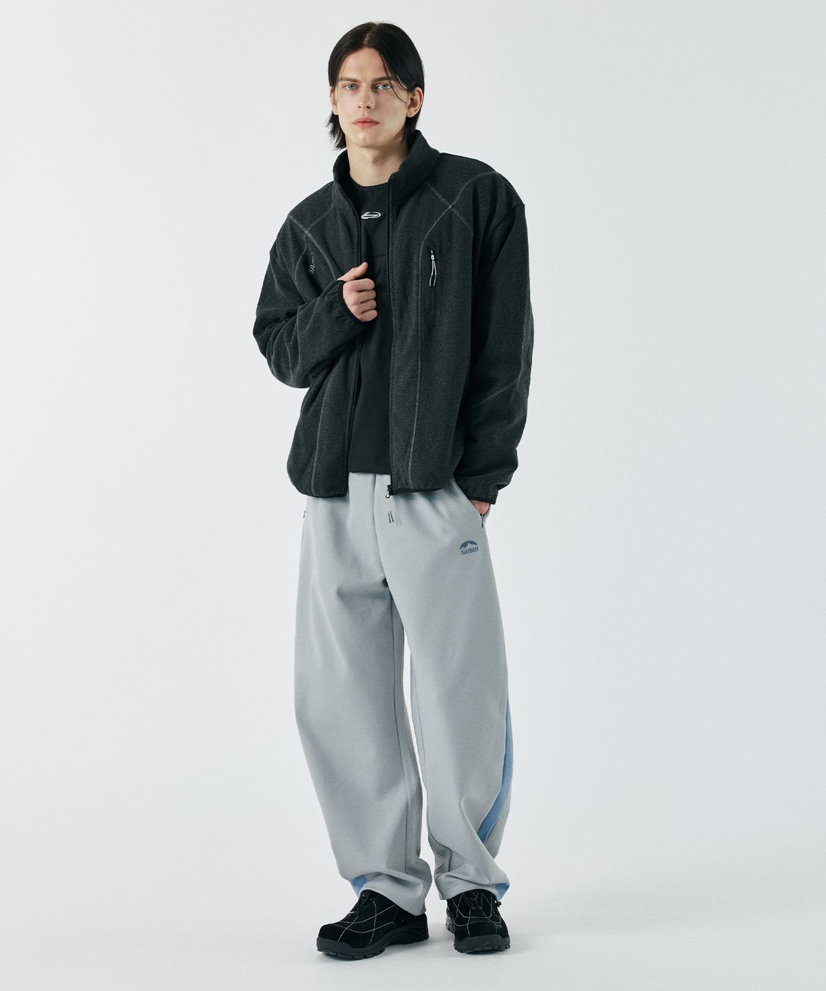 산로(SANRO) [UNISEX]스트레이트 저지 팬츠 - 그레이