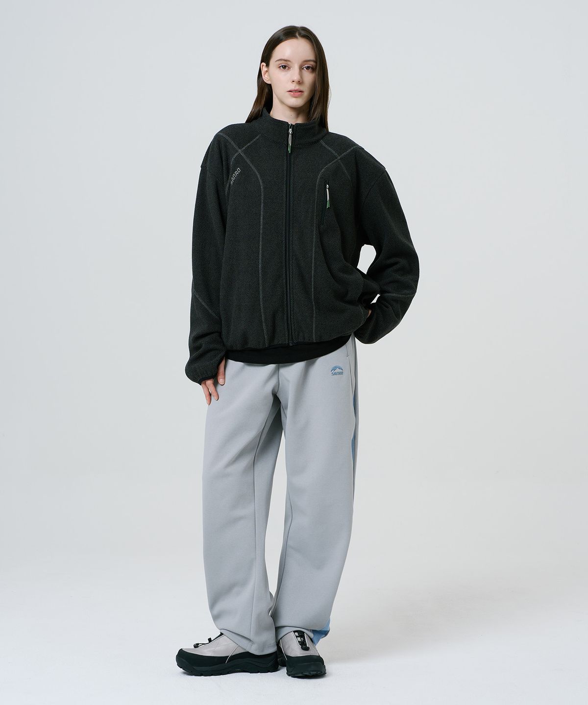 산로(SANRO) [UNISEX]스트레이트 저지 팬츠 - 그레이