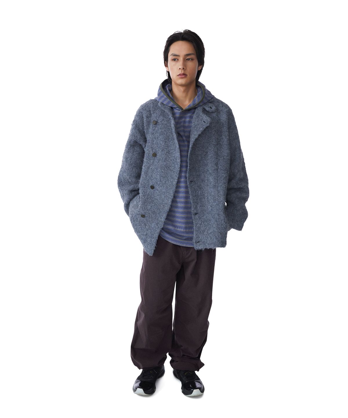 썬러브투어(SUNLOVETOUR) Shaggy Double Knit Cardigan Heather Brown