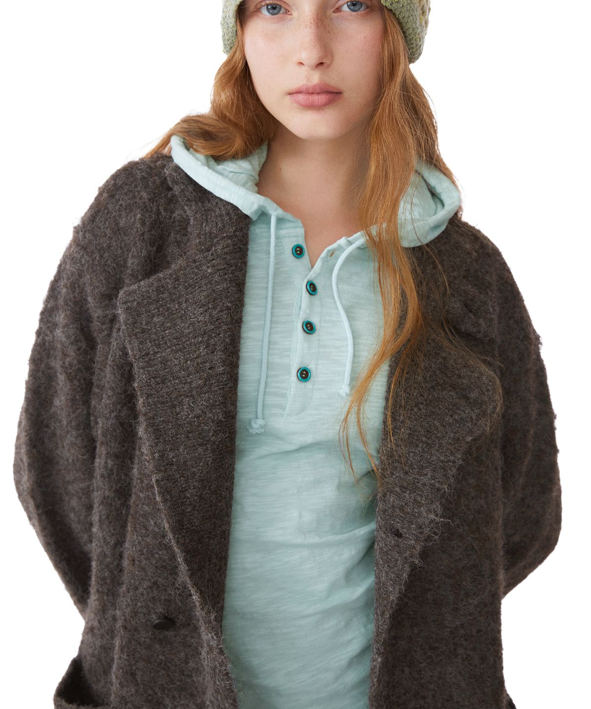 썬러브투어(SUNLOVETOUR) Shaggy Double Knit Cardigan Heather Brown