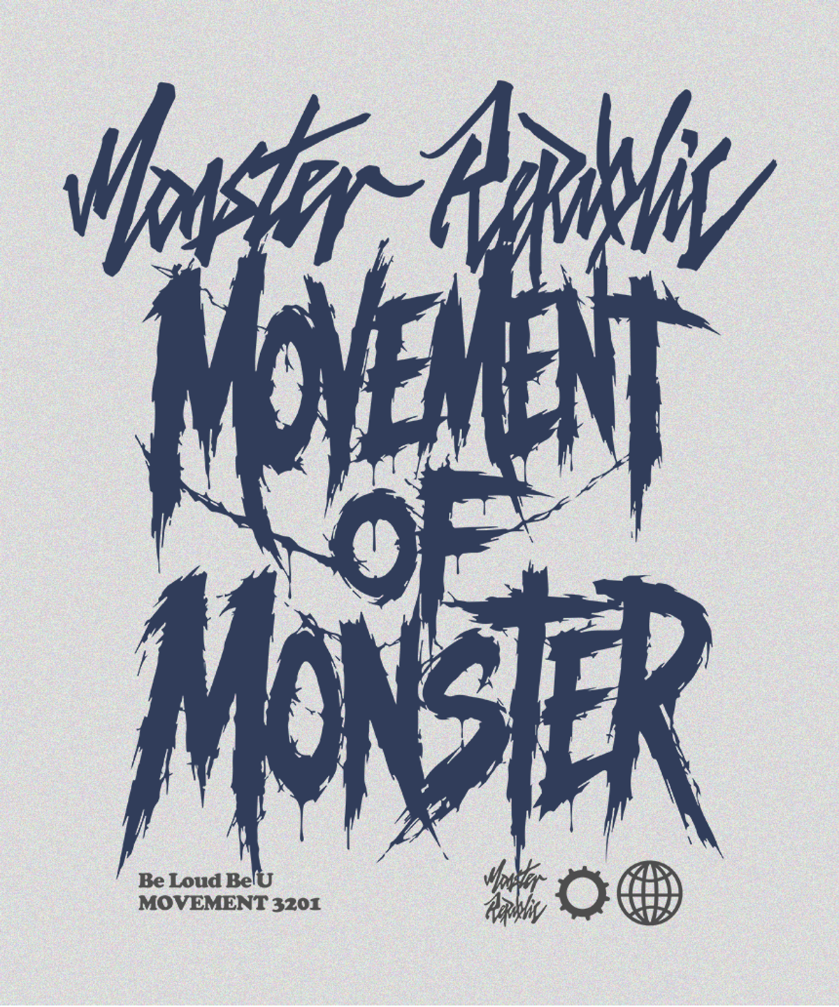 몬스터리퍼블릭(MONSTER REPUBLIC) 로그 무브먼트 딥블루 맨투맨 그레이_3201