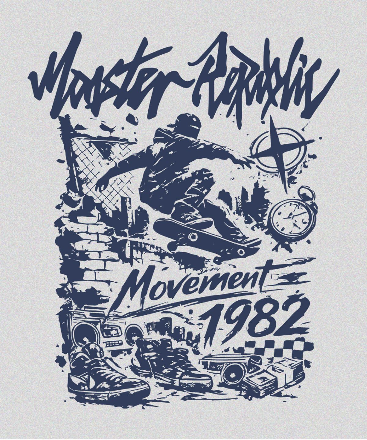 몬스터리퍼블릭(MONSTER REPUBLIC) 1982 무브먼트 딥블루 맨투맨 그레이_9130