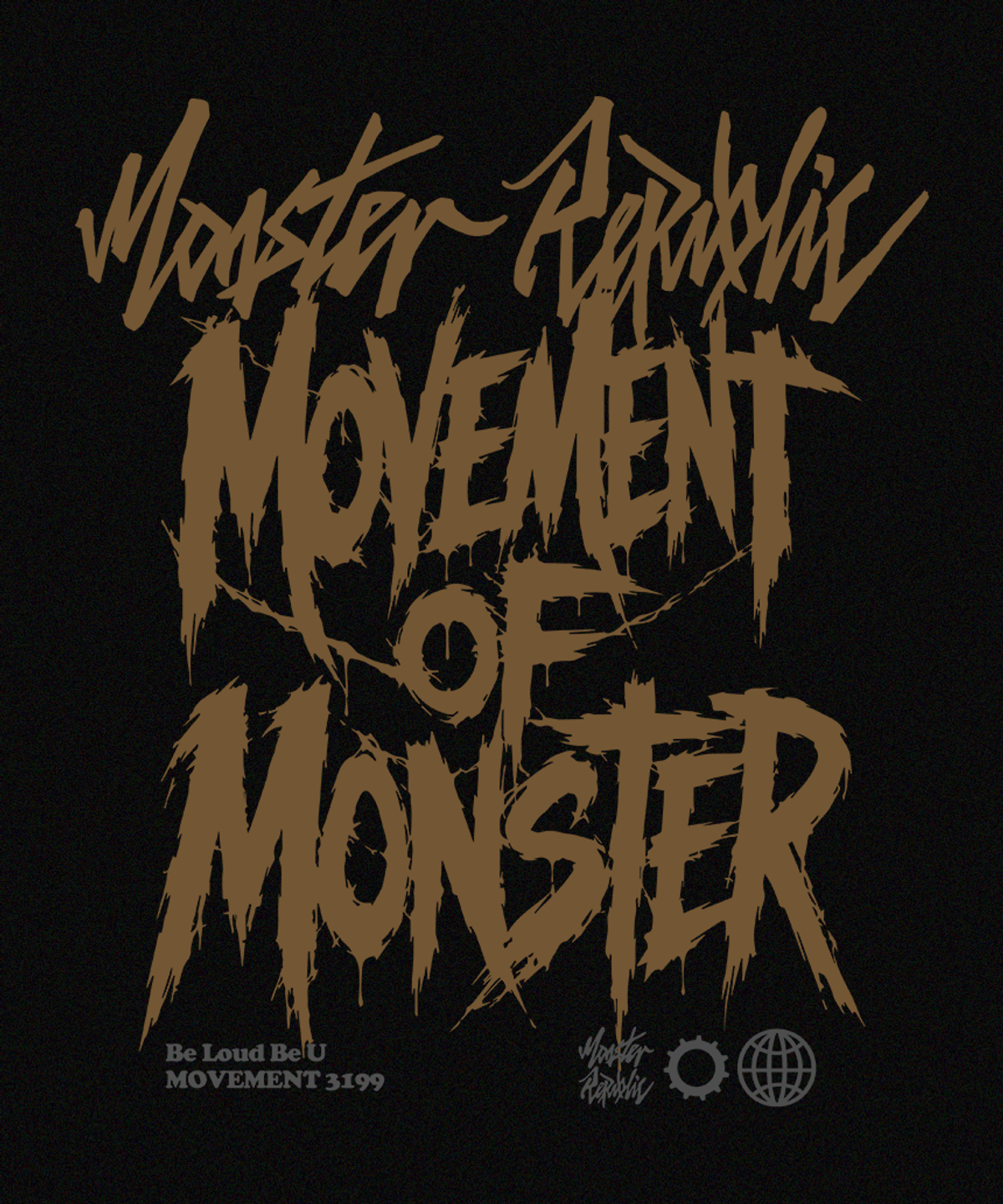 몬스터리퍼블릭(MONSTER REPUBLIC) 로그 무브먼트 브라운 맨투맨 블랙_3199