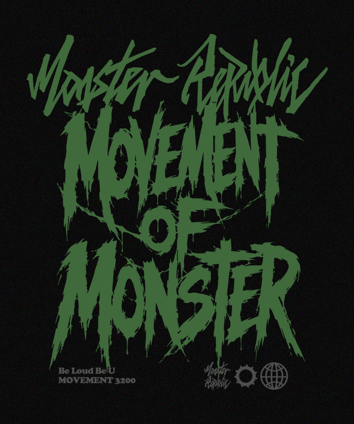 몬스터리퍼블릭(MONSTER REPUBLIC) 로그 무브먼트 카키 맨투맨 블랙_3200