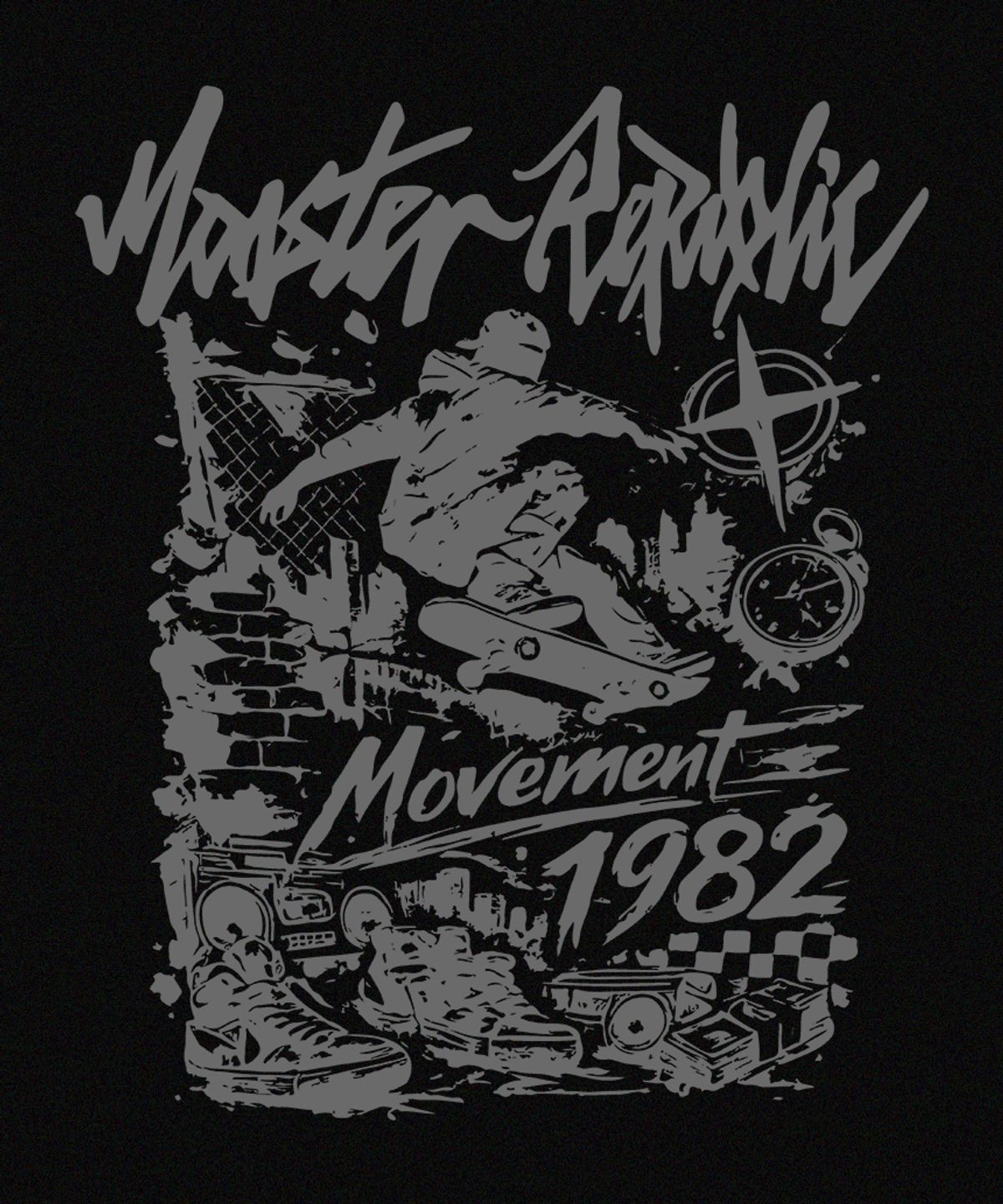 몬스터리퍼블릭(MONSTER REPUBLIC) 1982 무브먼트 그레이 맨투맨 블랙_9131