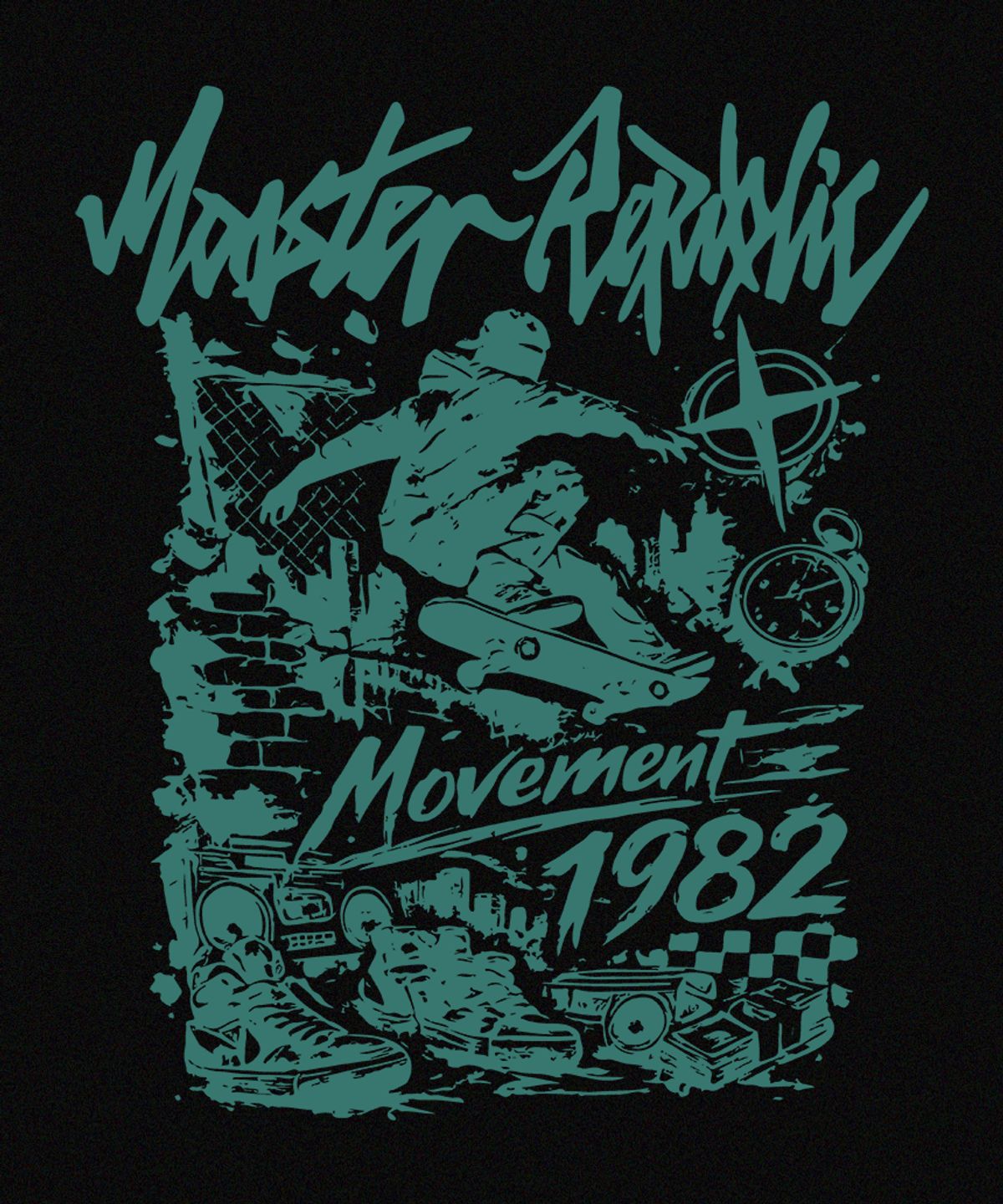 몬스터리퍼블릭(MONSTER REPUBLIC) 1982 무브먼트 딥그린 맨투맨 블랙_9134